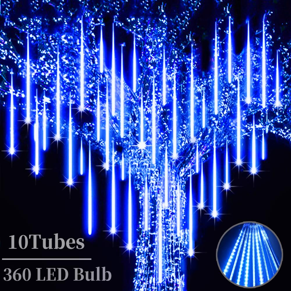 Meteor Shower Christmas Lights - 360 LED Outdoor Decor for Trees & Roof