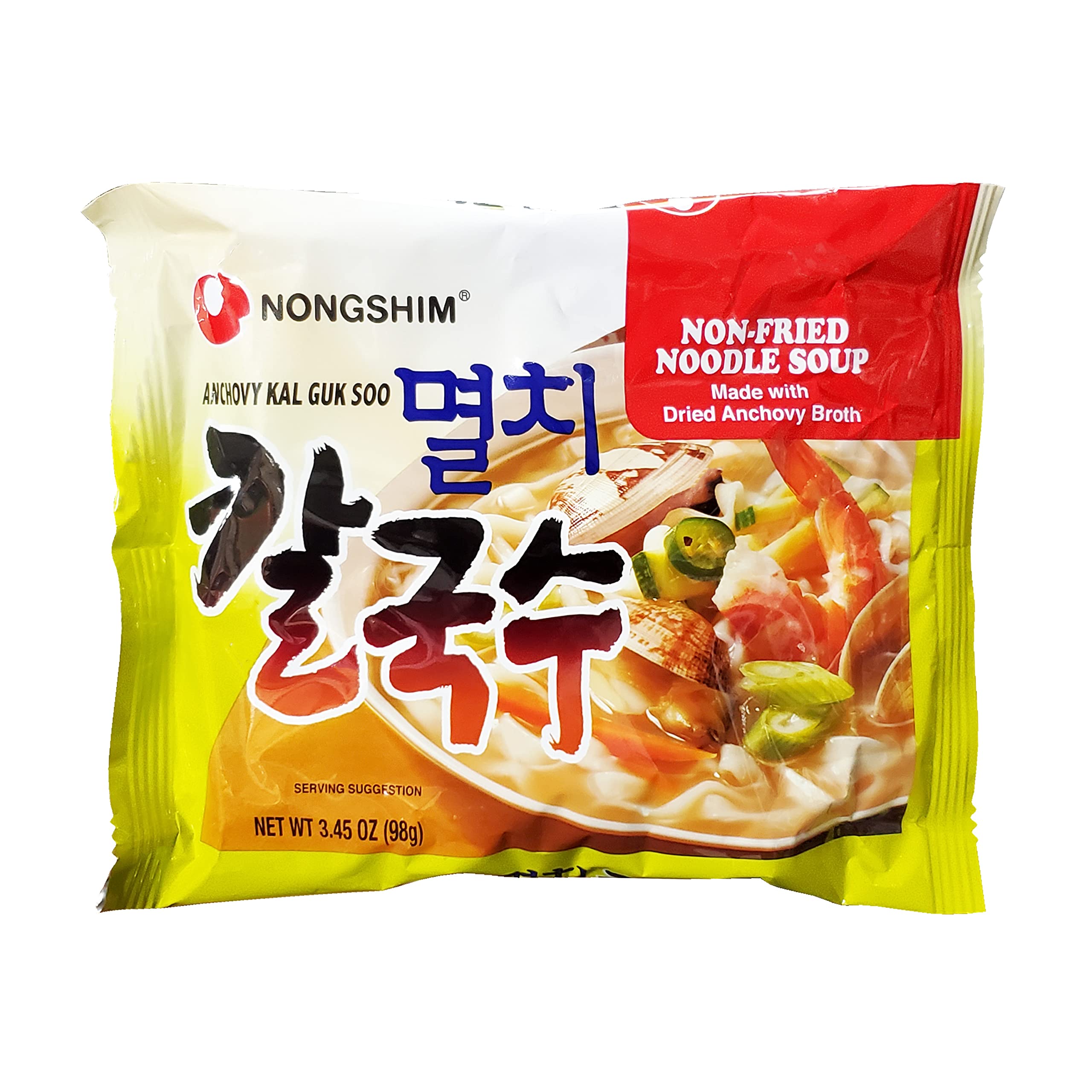 Nongshim Non-Fried Noodle Soup with Dried Anchovy Broth - Kal Guk Soo (5 Pack, 17.25oz) | Authentic Korean Noodles | Quick & Easy Meal for Busy Days, Office Lunch, or Late Night Snack