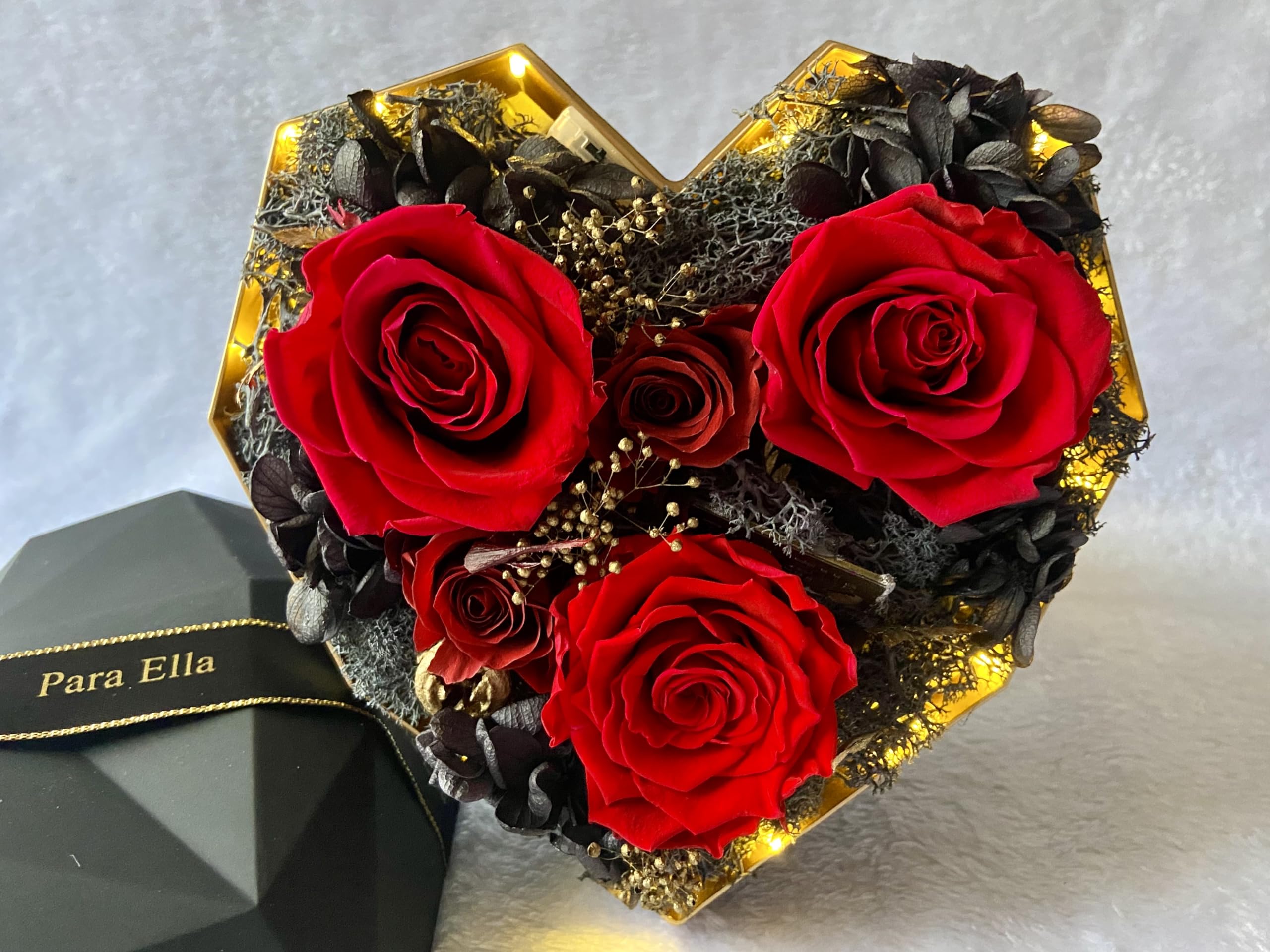Eternal Red Rose Gift for Her - LED Flower in Heart Shaped Box, Artificial Preserved Roses for Anniversary, Valentine's Day, Wedding & Christmas | Romantic Home Decor, Bedroom Centerpiece, Girlfriend/Mother Gift Idea