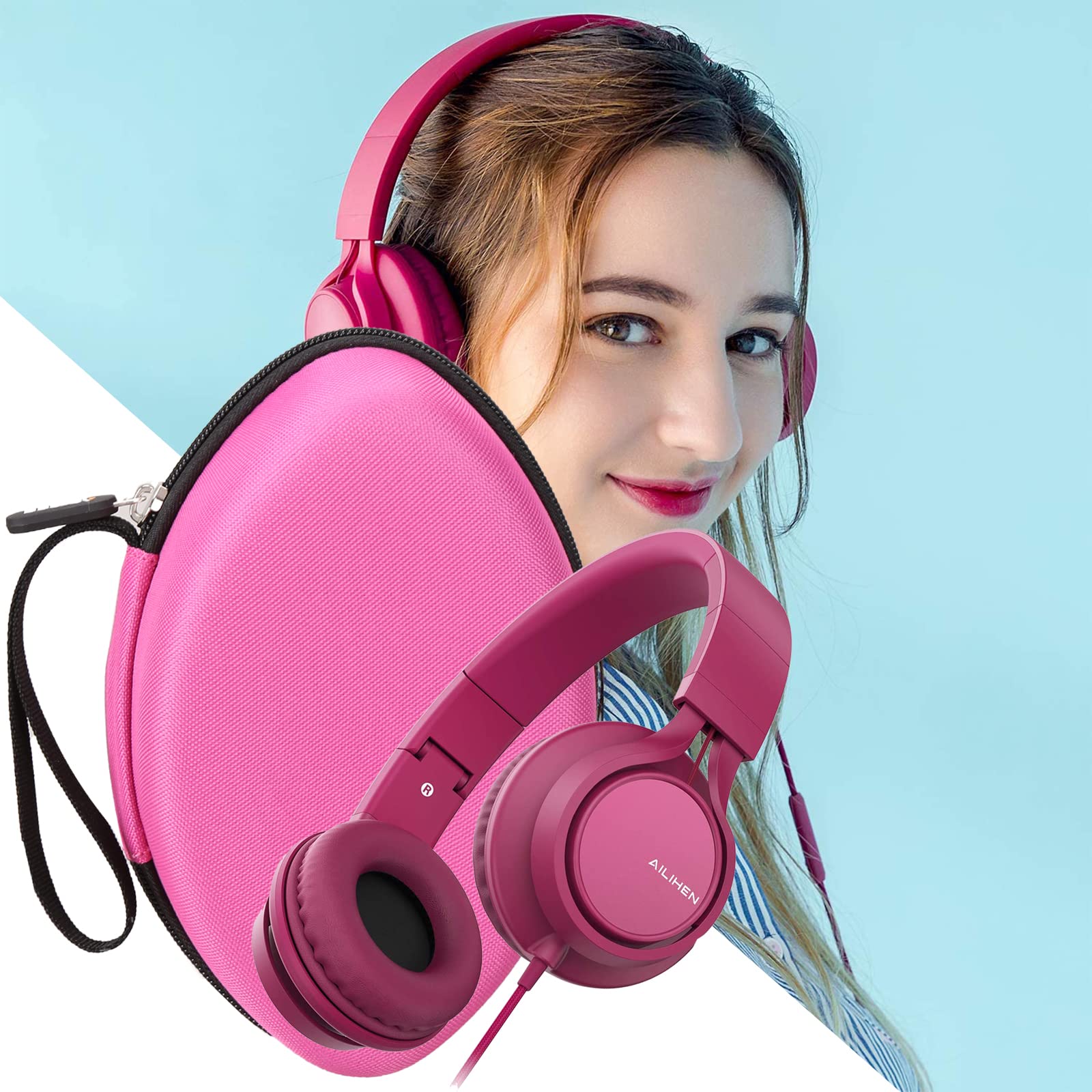 Aproca Hard Travel Storage Case for AILIHEN C8 & Tribit XFree Tune Headphones - Folding Lightweight Protective Headset Case (Red) - Perfect for Travel, Commuting & Headphone Storage