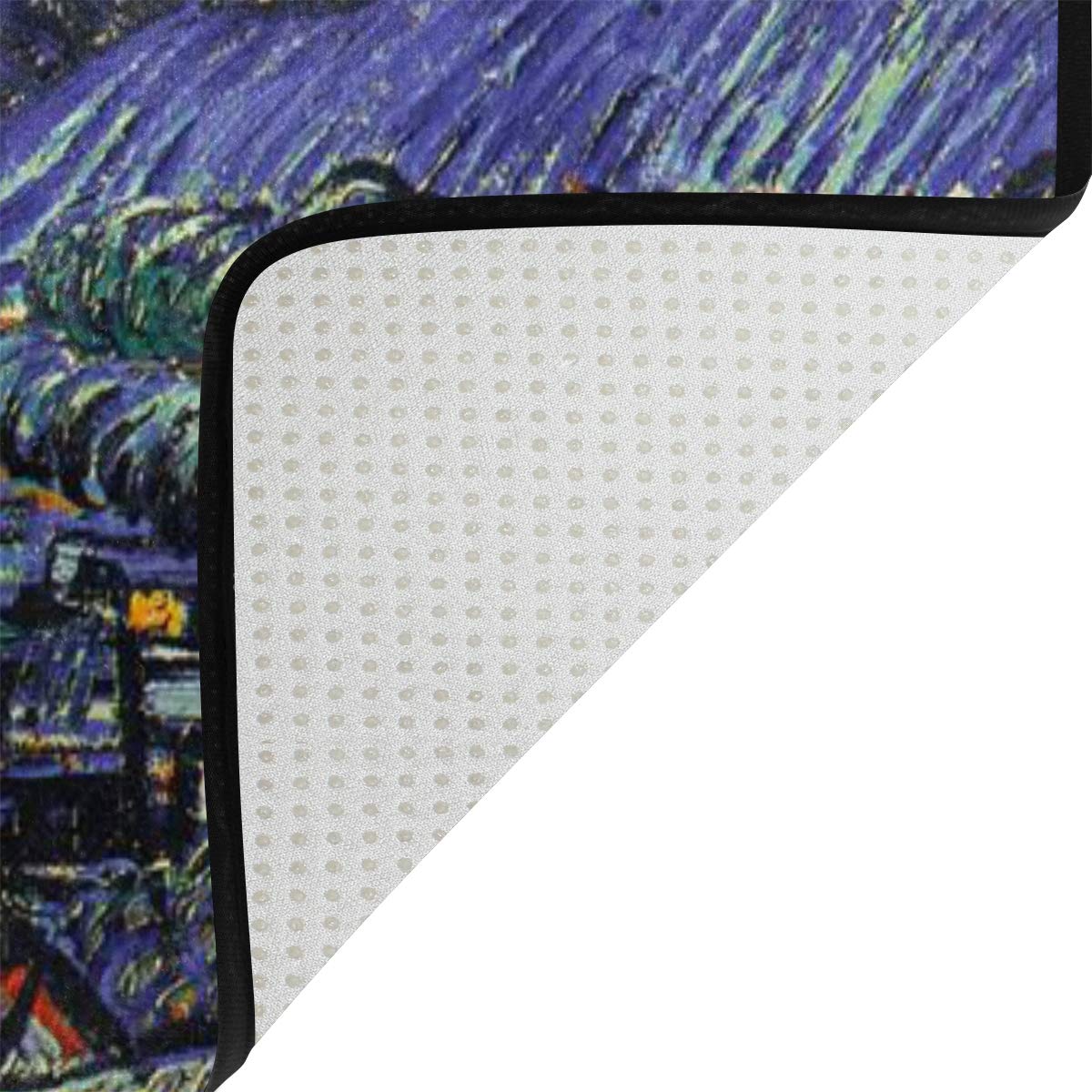Van Gogh Starry Night Area Rug - 7' x 5' Non-Slip Oil Painting Inspired Living Room & Bedroom Rug - Perfect for Bohemian Decor & Artistic Home Décor