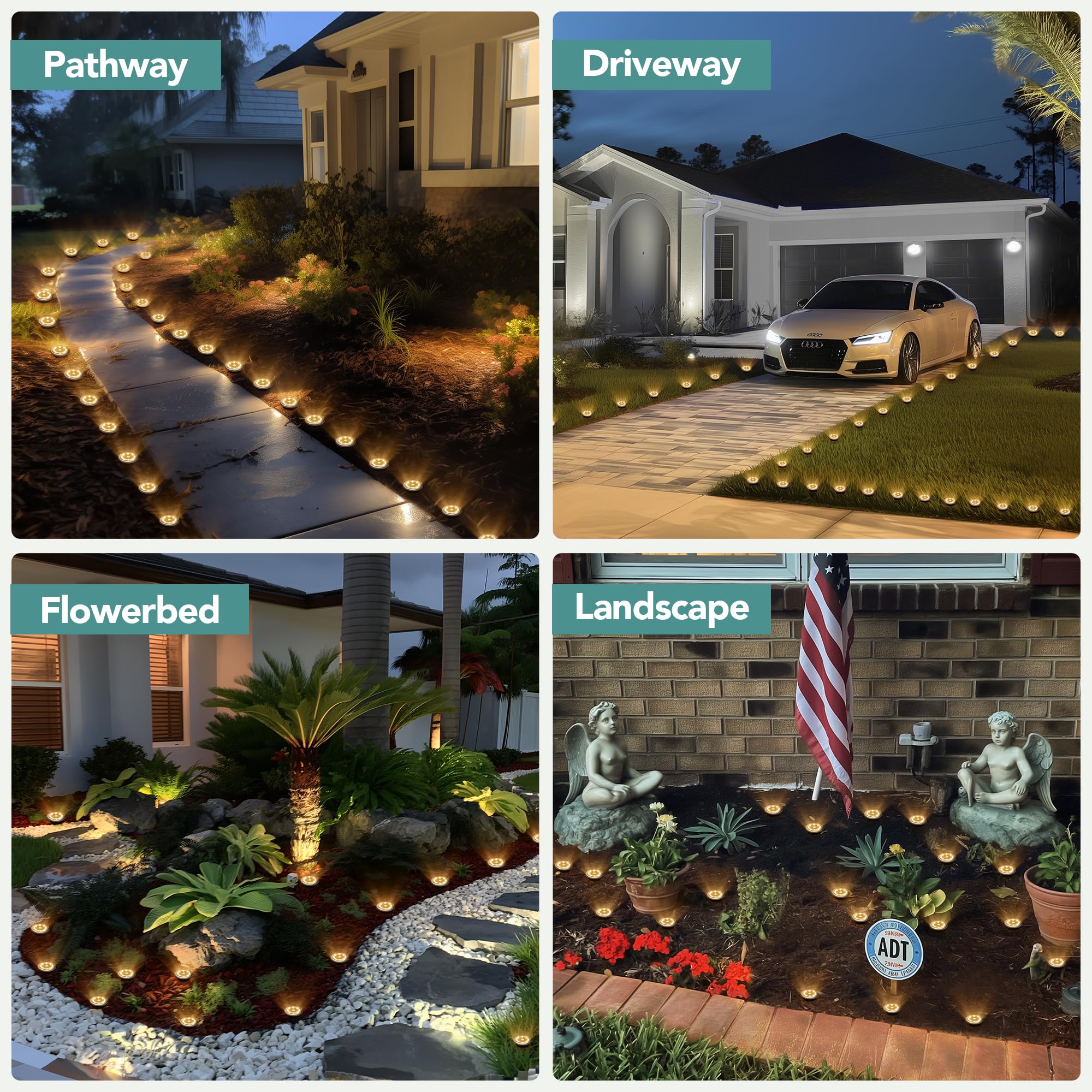 SOLPEX 10 Pack Mini Solar Ground Lights - Waterproof Outdoor Solar Pathway Lights for Garden, Yard, Driveway & Walkway - Warm White Landscape Lighting - Perfect for Patio, Deck, Backyard & Pathway Illumination