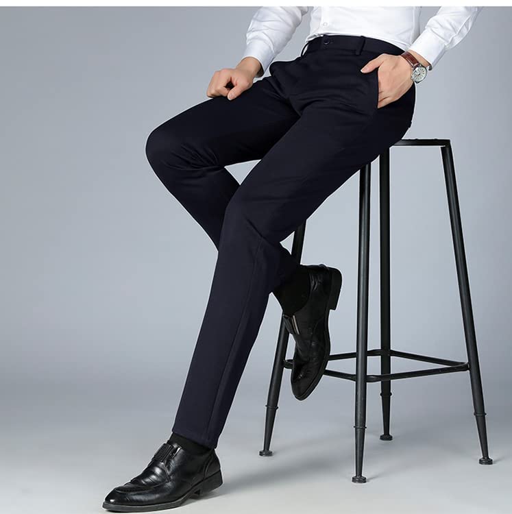 Premium Men's Ice Silk Suit Pants - Wrinkle-Free Stretch Dress Pants for Business & Summer | Breathable Cool Comfort for Office, Travel & Formal Occasions