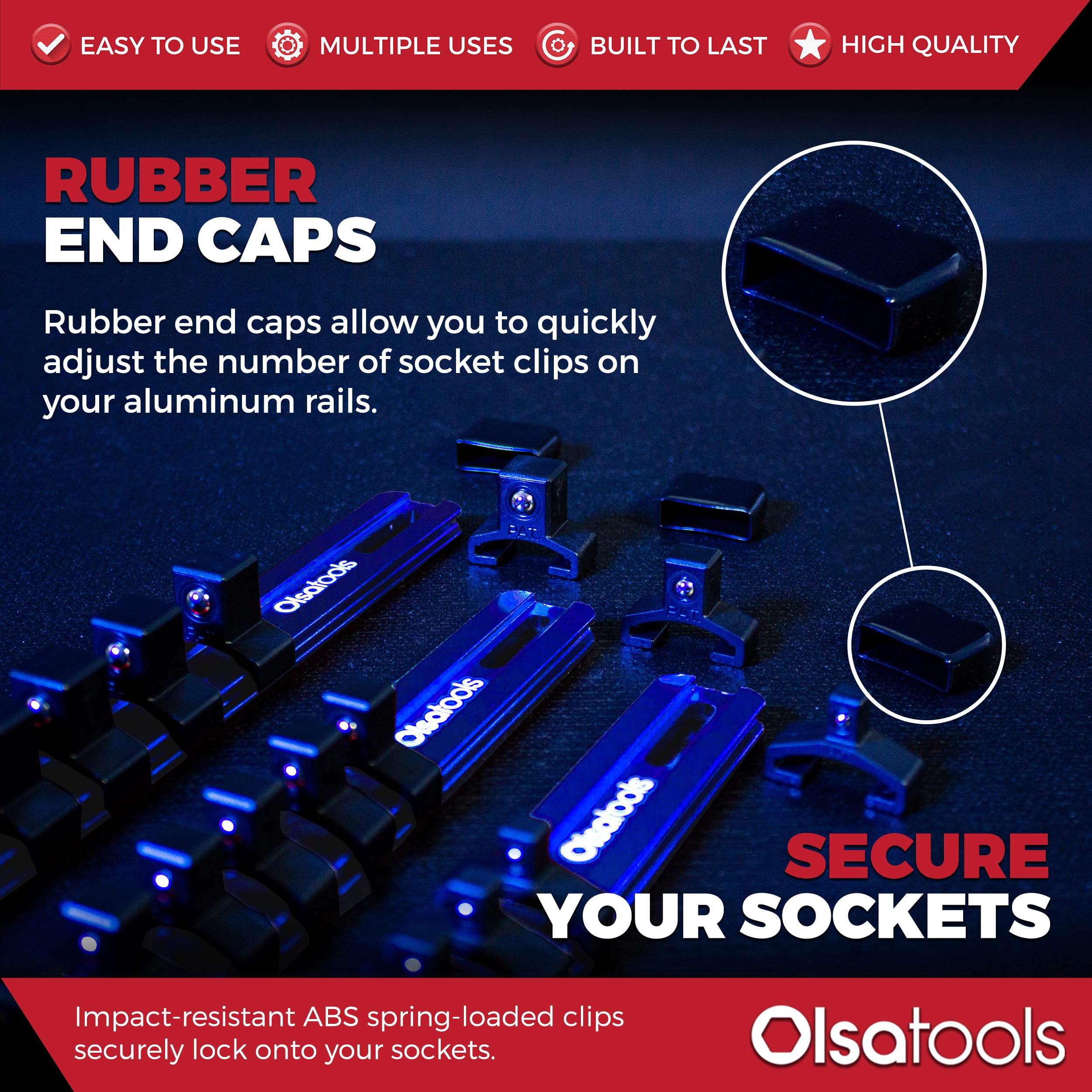 Olsa Tools 3-Piece Blue Socket Organizer Set - 1/2
