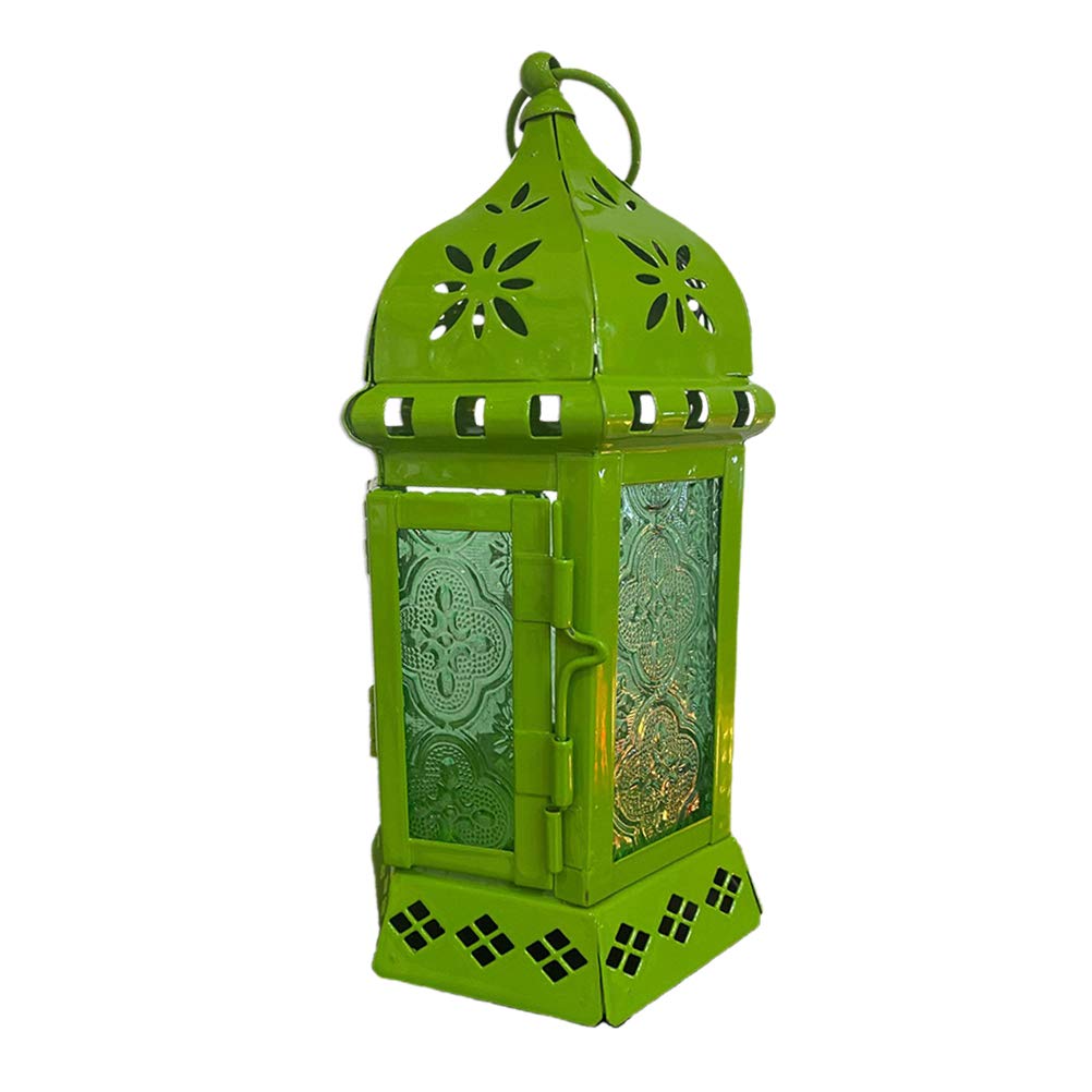 1PC Moroccan Wrought Iron Candlestick - Rustic Hanging Candle Lantern Holder for Tea Lights - European Style Iron Lantern for Home Decor, Wedding, Garden & Romantic Ambiance