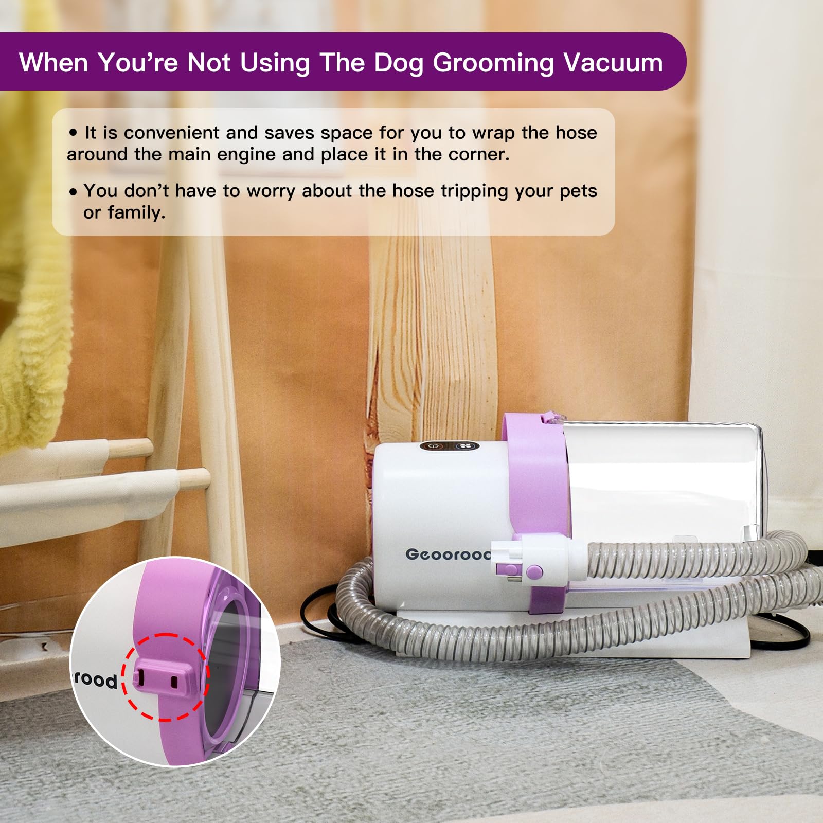 2.5L Large Capacity Pet Hair Vacuum & Grooming Kit with Clipper - Perfect for Shedding Dogs & Cats | Home Cleaning Tools for Pet Hair Removal | Ideal for Carpets, Furniture & Car Interiors (Purple/Pink)