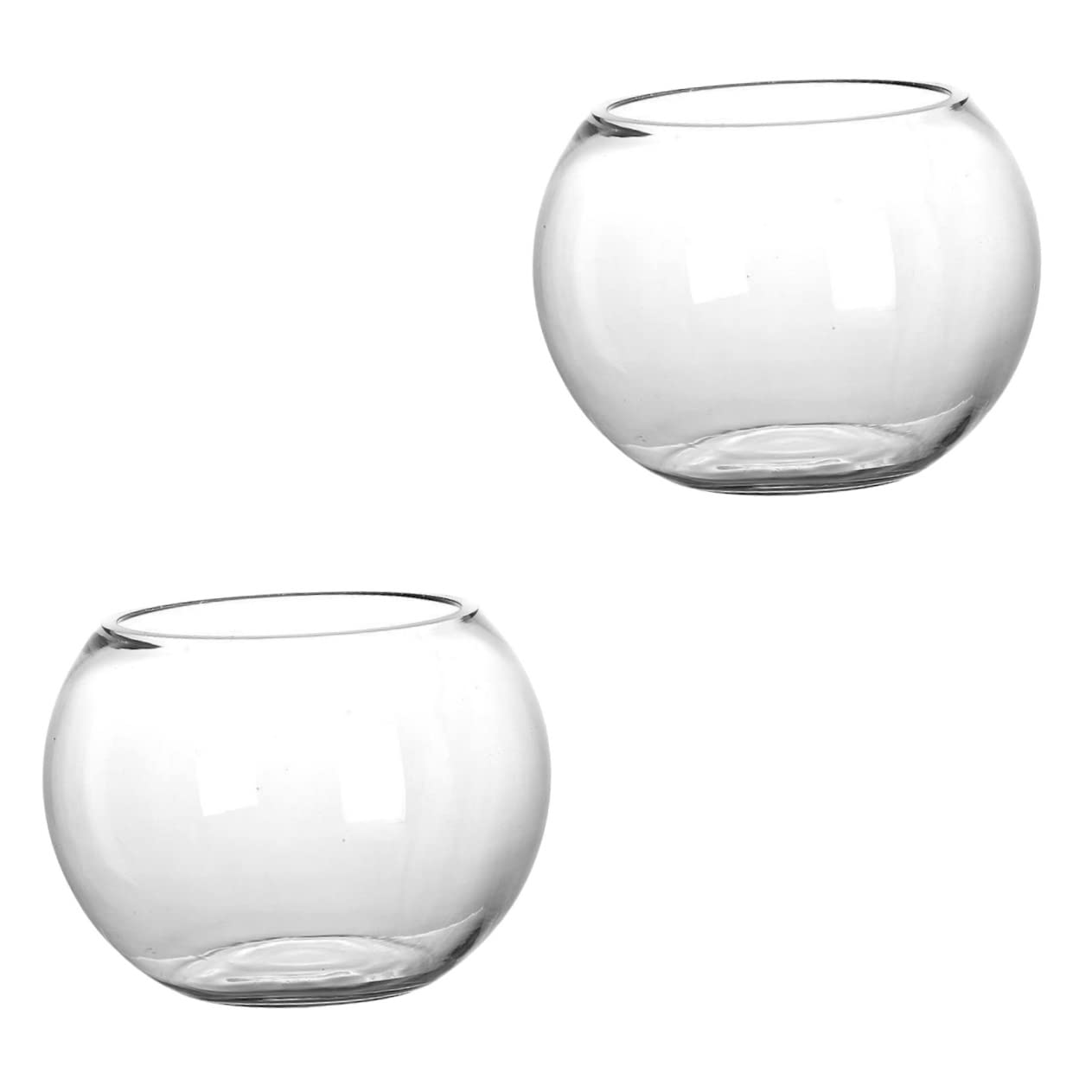 STOBOK 2-Pack Glass Terrarium Bowls - Fish Tank, Succulent Planter, Hydroponic Flower Vase, Goldfish Bowl for Home, Office & Indoor Decor | Perfect for Plants, Aquatic Pets & Tabletop Displays