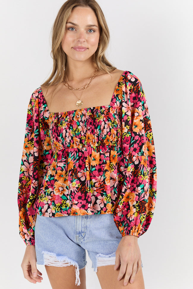 Darling Days Black Floral Print Women's Blouse - Elegant Floral Top for Casual Wear, Office & Date Night Outfits | Trendy Spring Summer Tops for Women