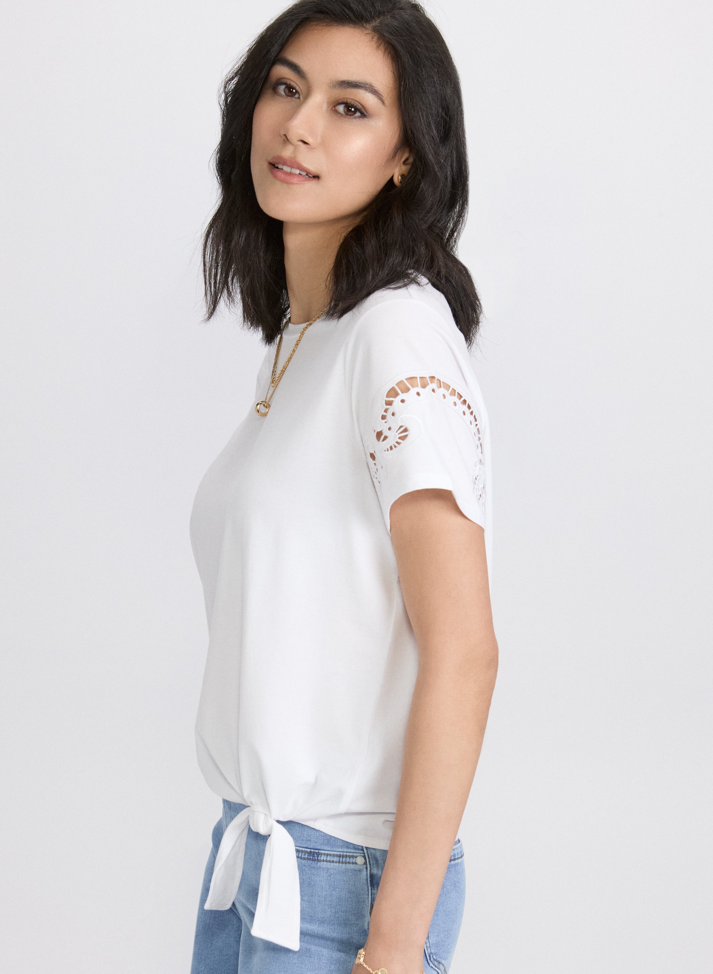 Embroidered Stretch Cotton T-Shirt for Women - Soft Comfortable Casual Tee - Perfect for Everyday Wear, Workouts & Outings