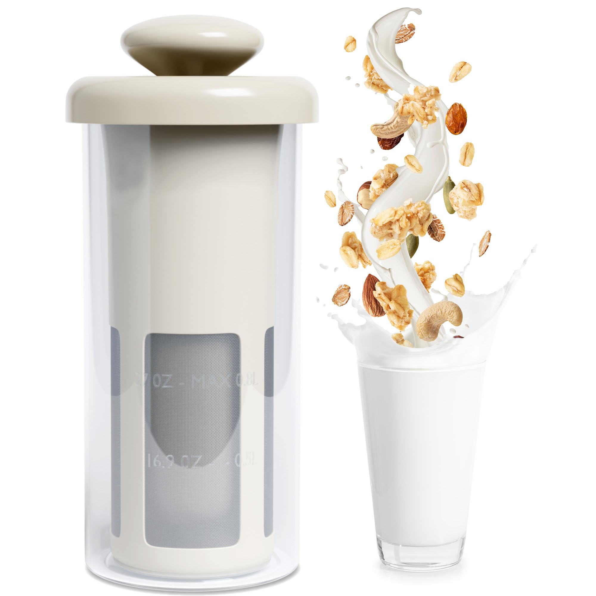 Vegan Milker MylkMaster Zero Waste - Manual Nut Milk Maker & Plant Strainer for Almond, Soy, Oat Milk - Creamy Homemade Nutmilk & Whole Bean Coffee - Perfect for Zero Waste Kitchen & Healthy Vegan Lifestyle