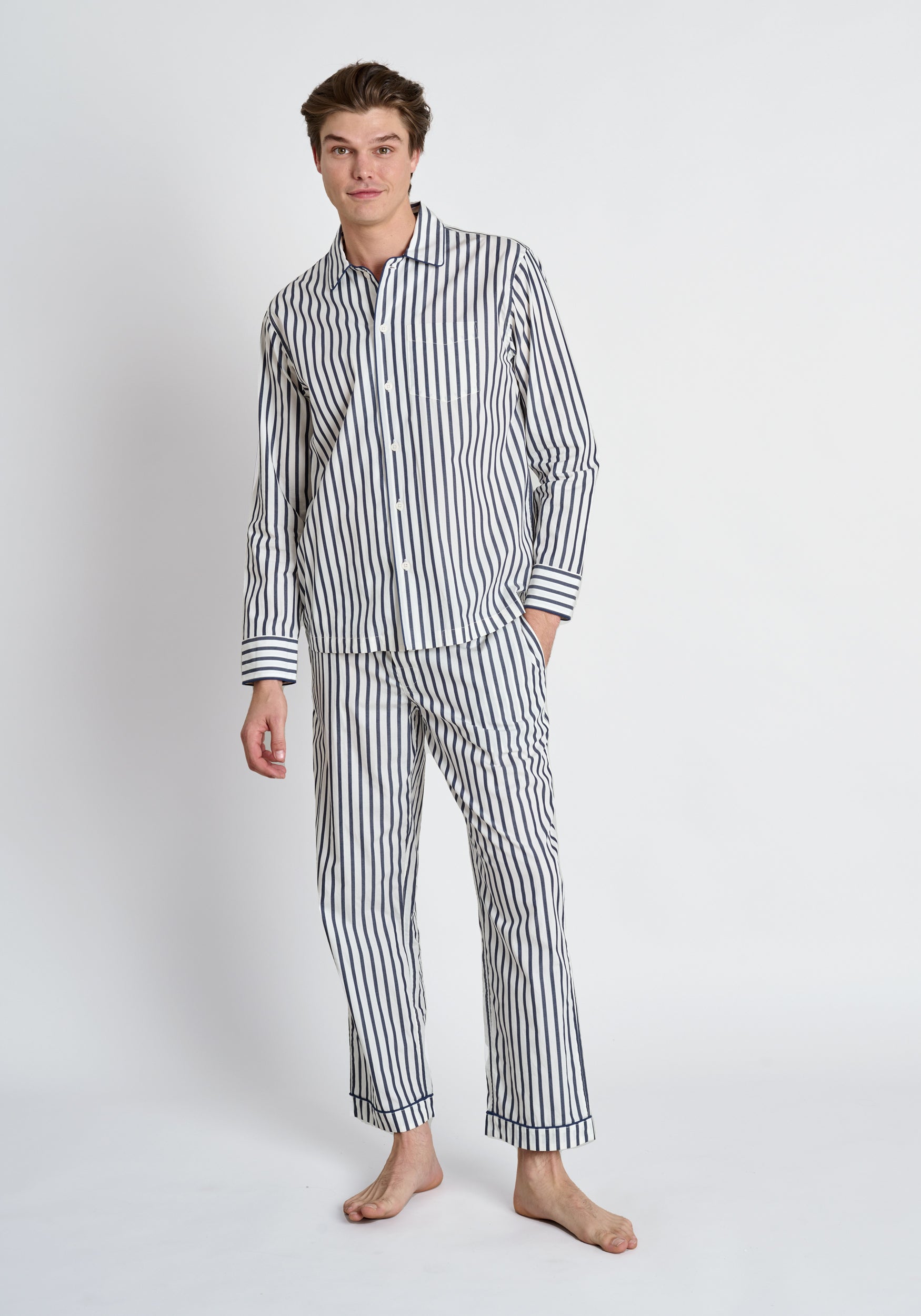 Henry Navy Breton Stripe Pajama Set - Soft Cotton Sleepwear for Men & Women - Perfect for Lounging, Travel & Cozy Nights at Home