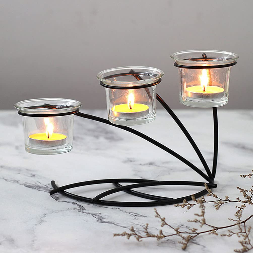 Elegant Hemoton Metal Candle Holder - Modern Tea Light & Pillar Candle Stand with Glass Fragrance Cup - Perfect for Spring Festival Decor, Home Decor, Wedding Centerpieces & Romantic Dinner Ambiance