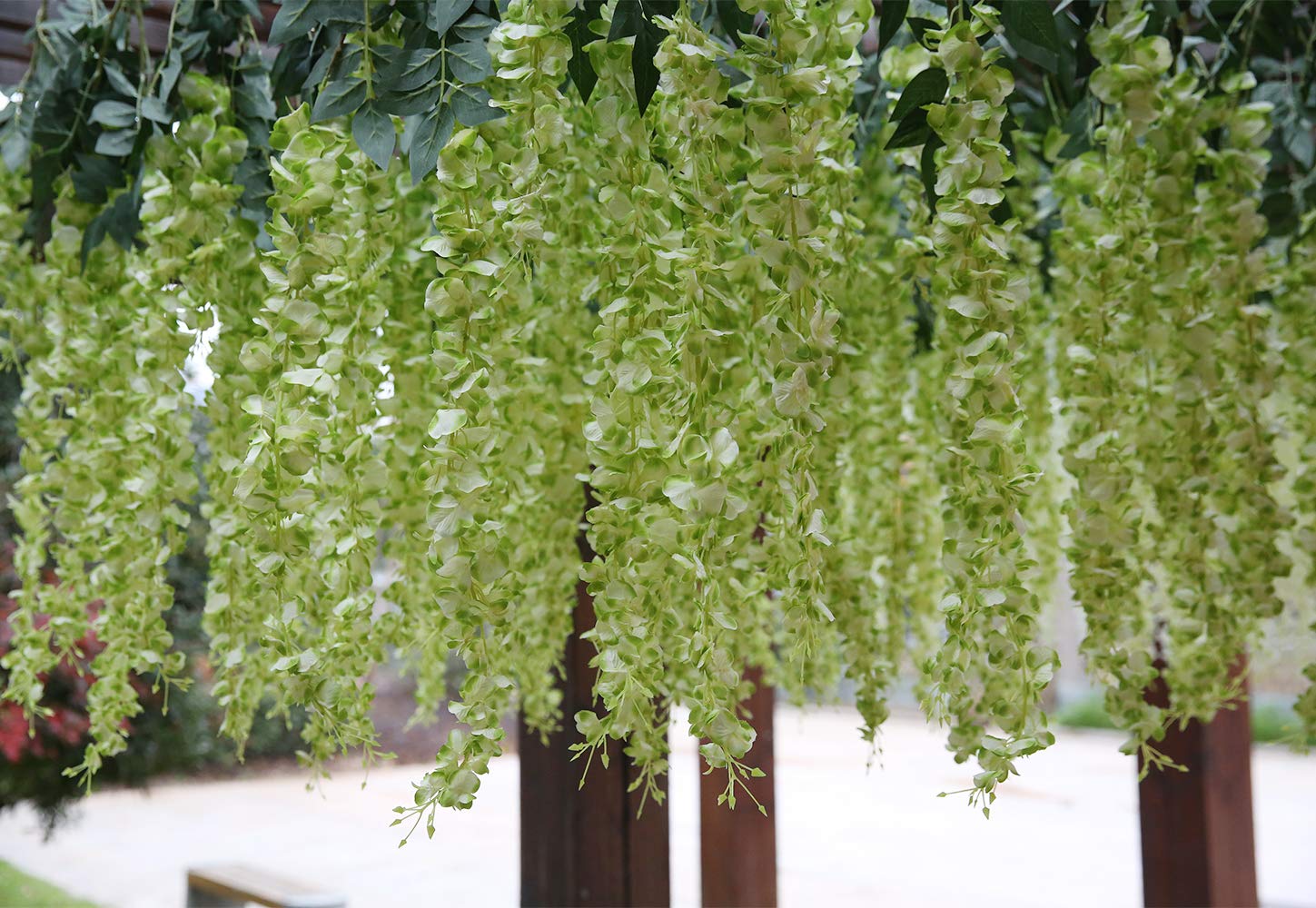 3.18 Feet Artificial Silk Wisteria Vine Hanging Flowers - 6 Pack Green Rattan Silk Wedding Decor for Home, Garden & Party Decoration