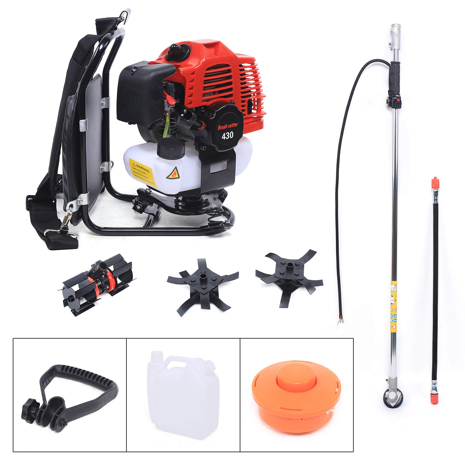 52CC Gas Powered Mini Cultivator - 3-in-1 Backpack Tiller, Cutter & Saw (1.7HP) for Lawn, Garden & Farmland - Ideal for Weed Control, Soil Cultivation & Landscaping | Perfect for Home Gardens, Small Farms & Land Maintenance