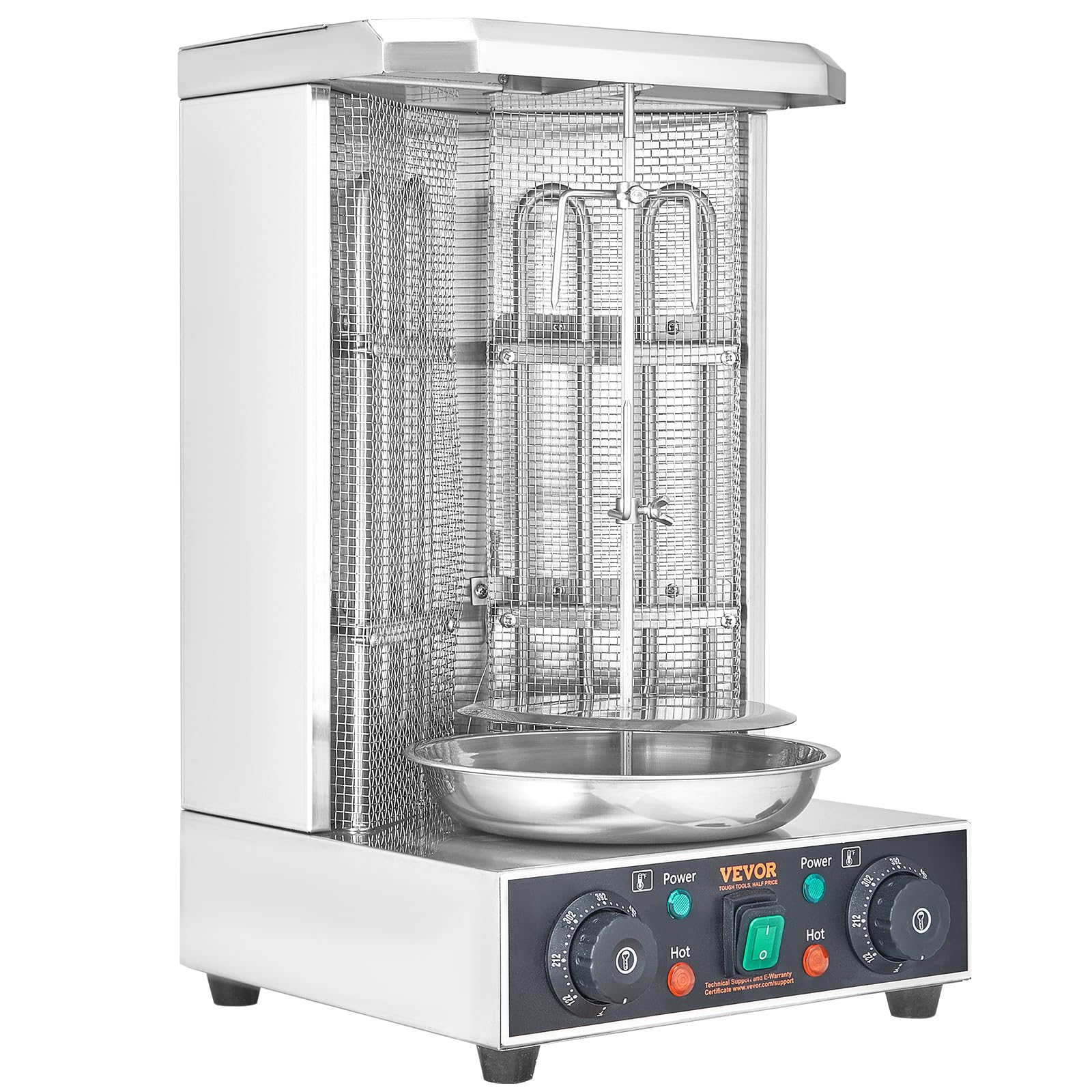 VEVOR Electric Shawarma Grill Machine - 13lbs Capacity, 2 Burners, 122°F-572°F Adjustable Vertical Rotisserie Oven for Chicken, Gyro & Doner Kebab - Perfect for Home Kitchens & Commercial Restaurants