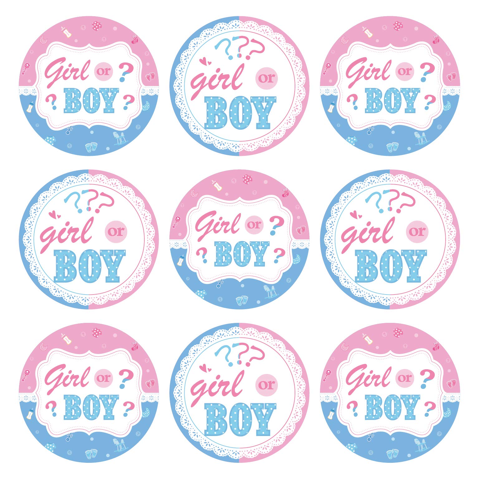 180 Pcs Baby Shower Stickers - Round Gender Reveal Decoration Kit for Boy or Girl - Perfect for Baby Shower Party Supplies, Favors & Nursery Decorations
