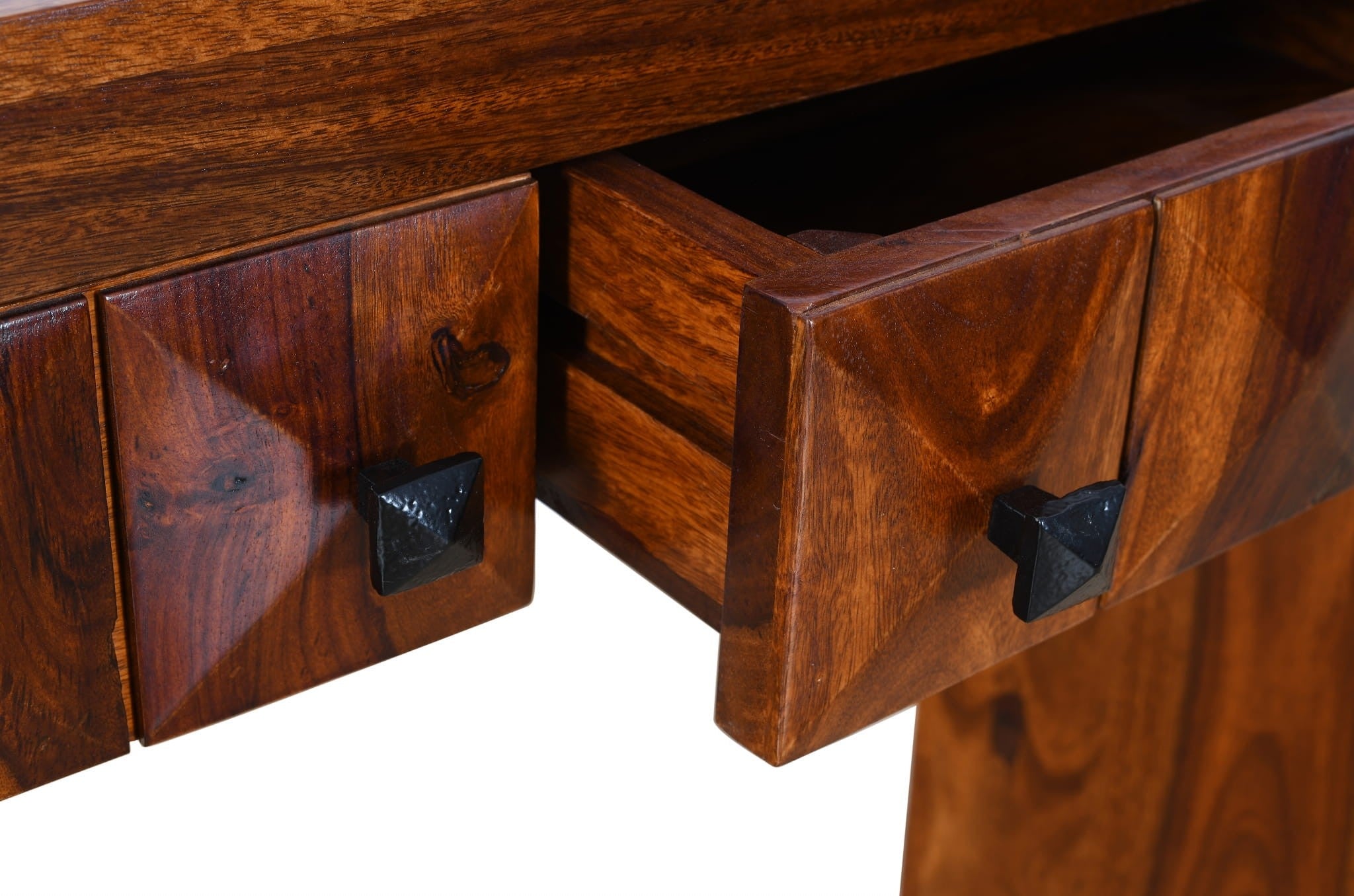 Premium Diamond Indian Sheesham Solid Wood Console Table - 100x30x80cm - Elegant Entryway, Hallway & Living Room Furniture - Handcrafted Wooden Sofa Table for Home Decor