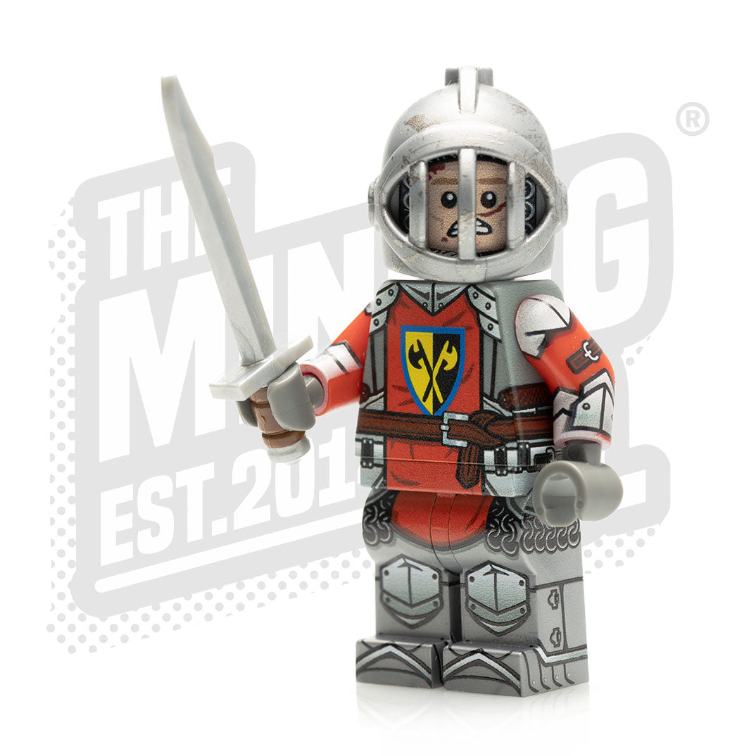 Castle Knight Minifigure with Crusader Axes - Medieval Warrior Toy for Kids, Collectors & Diorama Scenes - Perfect for LEGO Compatible Castle Battles & Historical Displays