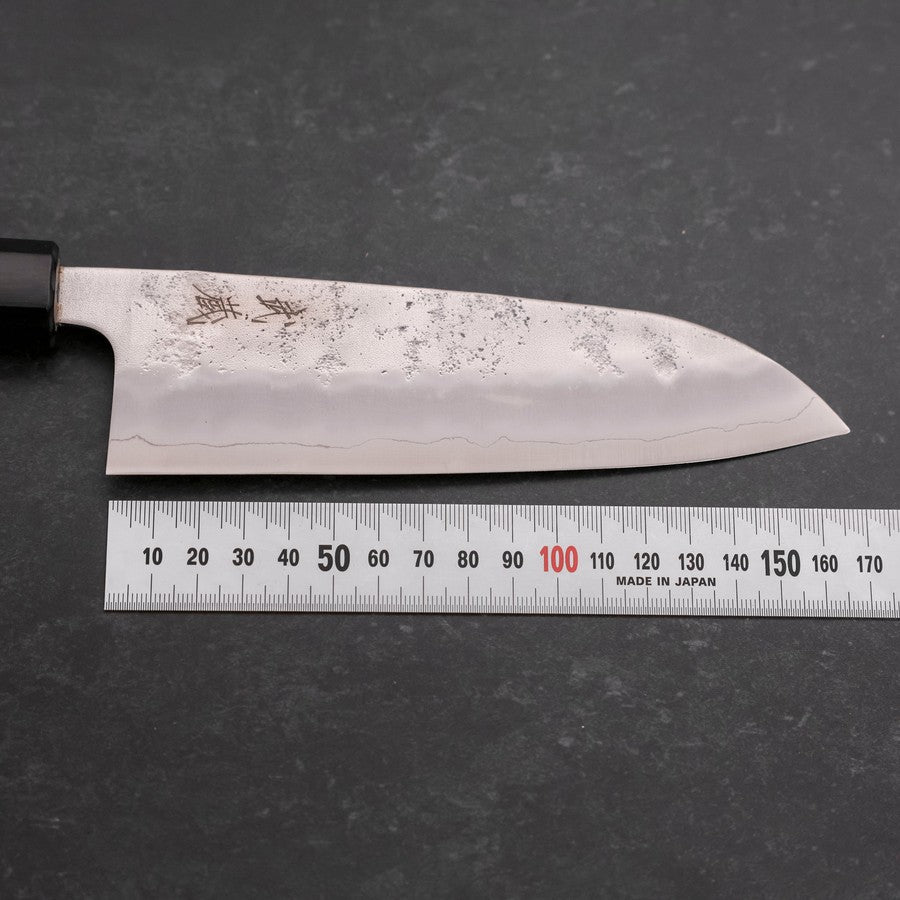 Premium Santoku Knife 165mm - High-Carbon Silver Steel Blade with Nashiji Finish & Buffalo Magnolia Handle - Japanese Kitchen Knife for Slicing, Dicing, and Chopping Vegetables, Meat, and Fish