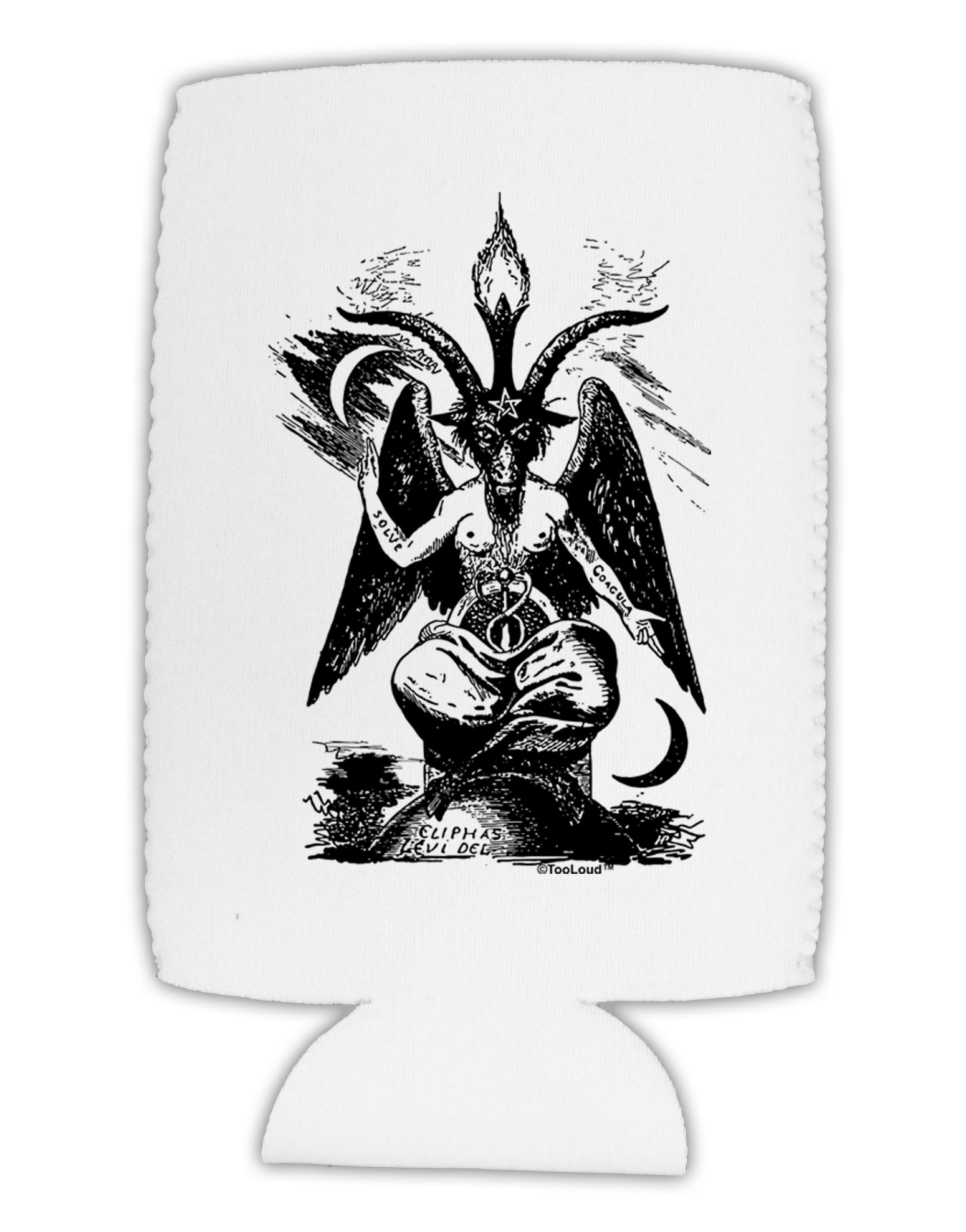 TooLoud Baphomet Design Collapsible Neoprene Beer Can Cooler - Keep Drinks Cold for Outdoor Parties, Camping & Tailgating