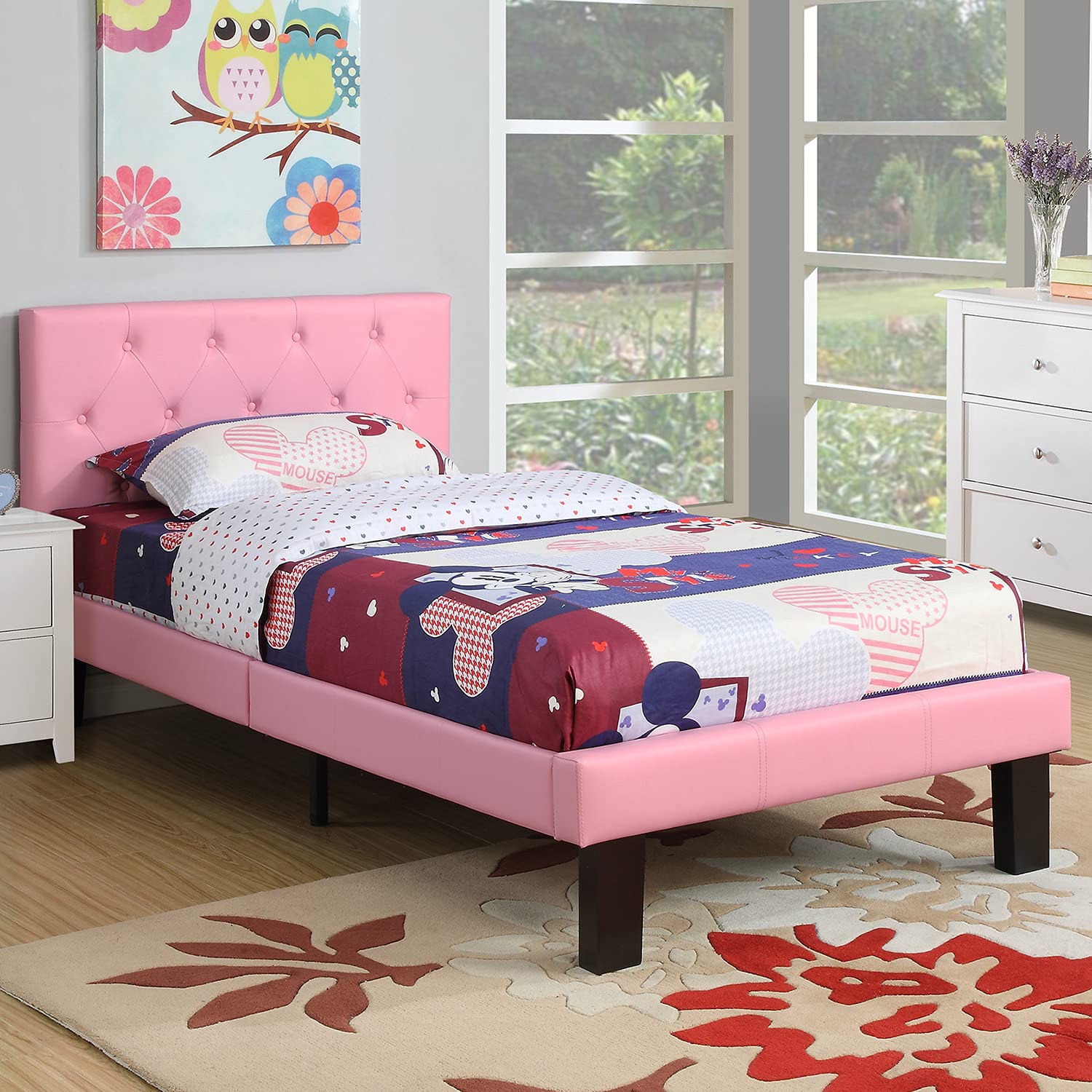 Poundex Full Size Bed Frame with Headboard - Sturdy Metal Platform Bed for Bedroom, Dorm, Guest Room - Easy Assembly & Modern Design - Perfect for Small Spaces & Apartments