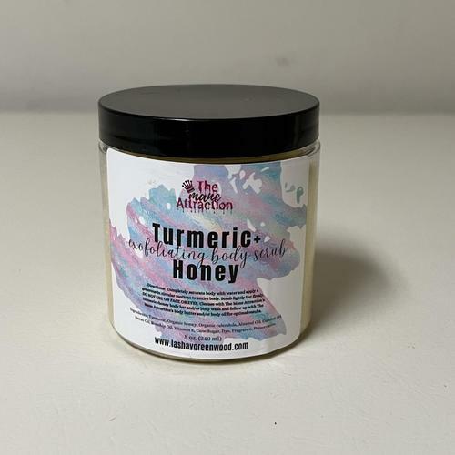 Organic Turmeric & Honey Body Scrub - 8oz Exfoliating Face & Body Polish for Glowing Skin - Natural Skincare for Dry Skin, Acne & Dark Spots - Perfect for Spa Day & Self Care Routine