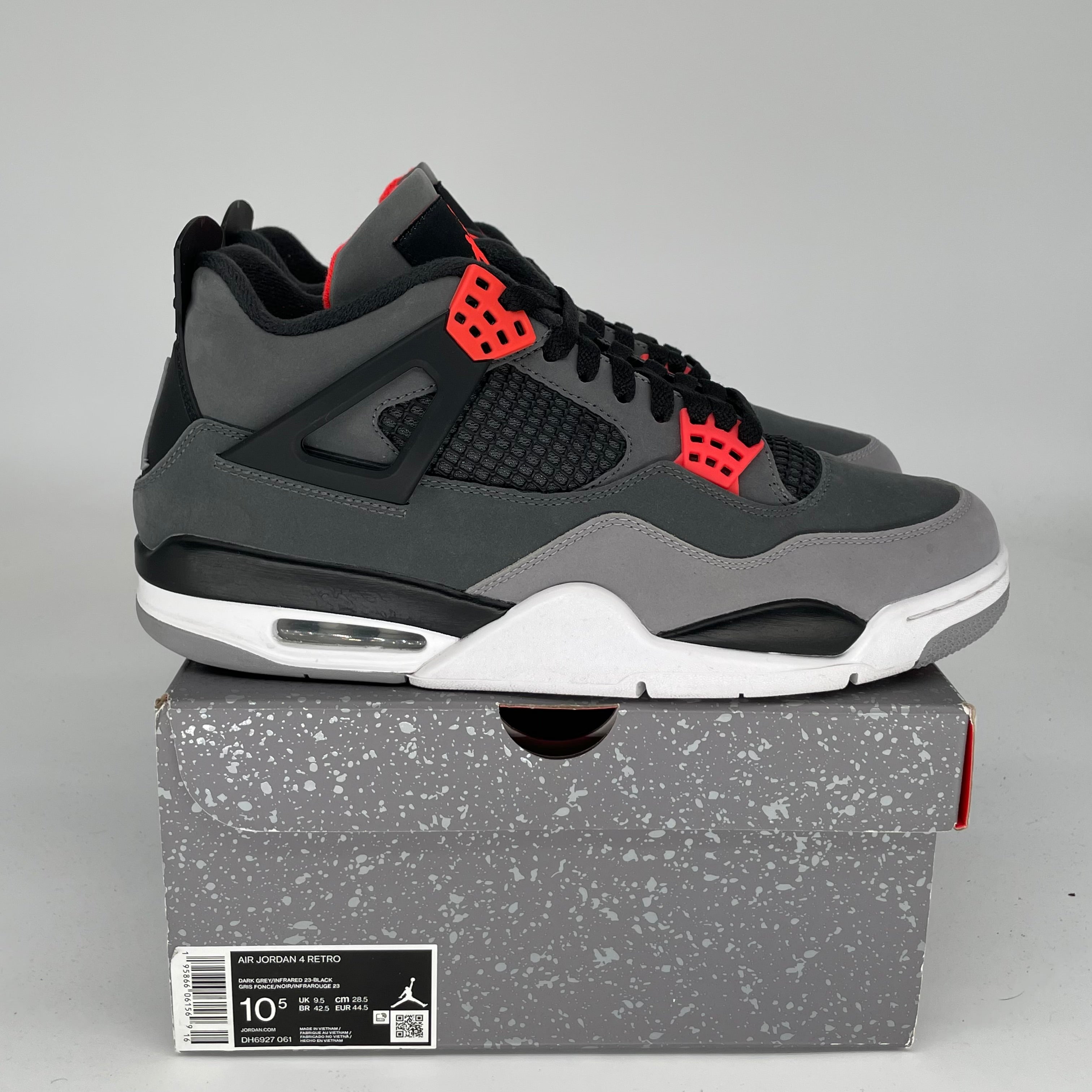 Original AIR JORDAN 4 Retro 'Infrared' Men's Basketball Shoes - Size 10.5 (DH6927-061) - Perfect for Streetwear & Sneaker Collectors