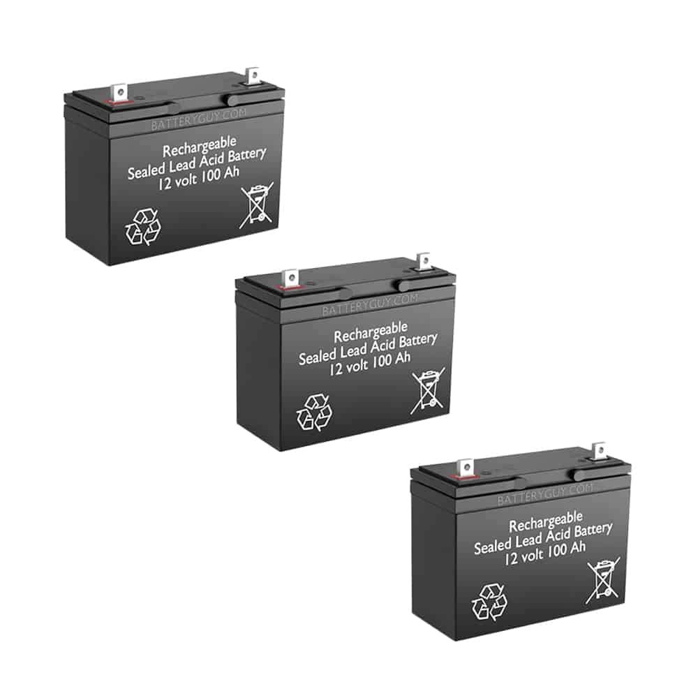 Terrova 112lbs Replacement 12V 100Ah SLA Rechargeable Batteries - BatteryGuy Brand Equivalent (Set of 3) - Perfect for Trolling Motors, Marine Applications & Power Backup Systems
