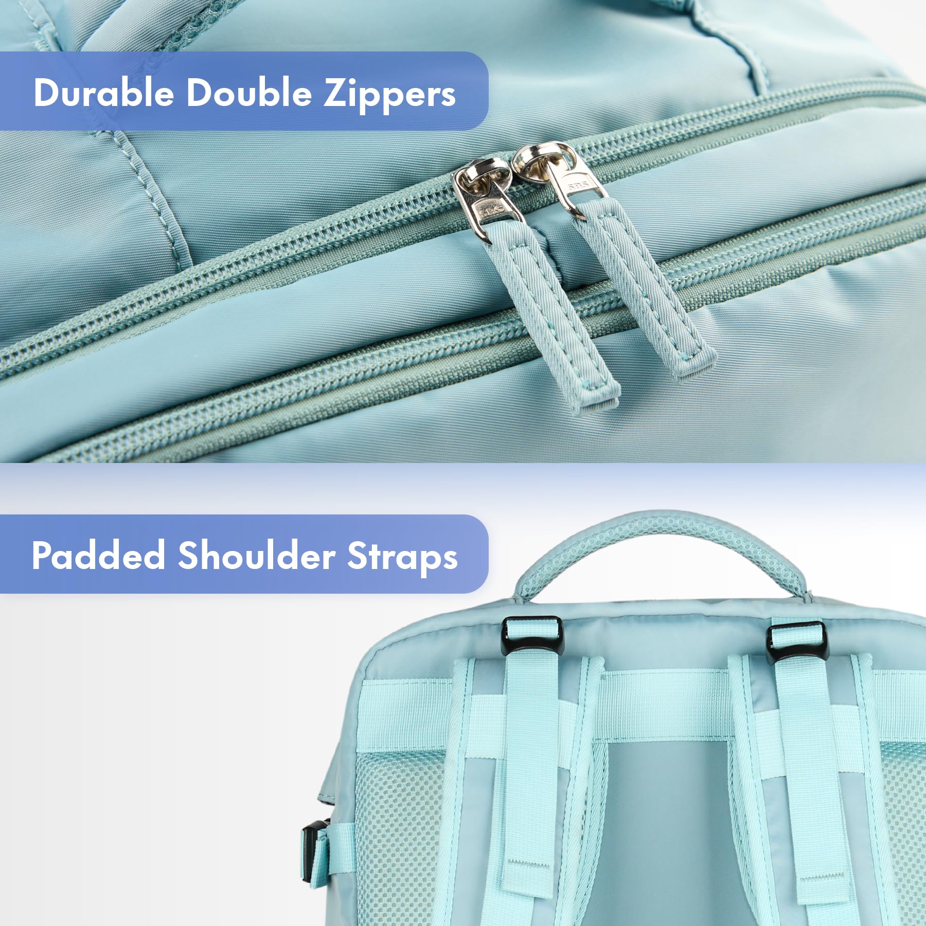 Dikaslon Travel Backpack for Women & Men - Flight Approved Carry On Backpack with USB Charging Port & Shoe Compartment - Light Blue Daypack for Business Travel, Weekend Getaways & Daily Commute