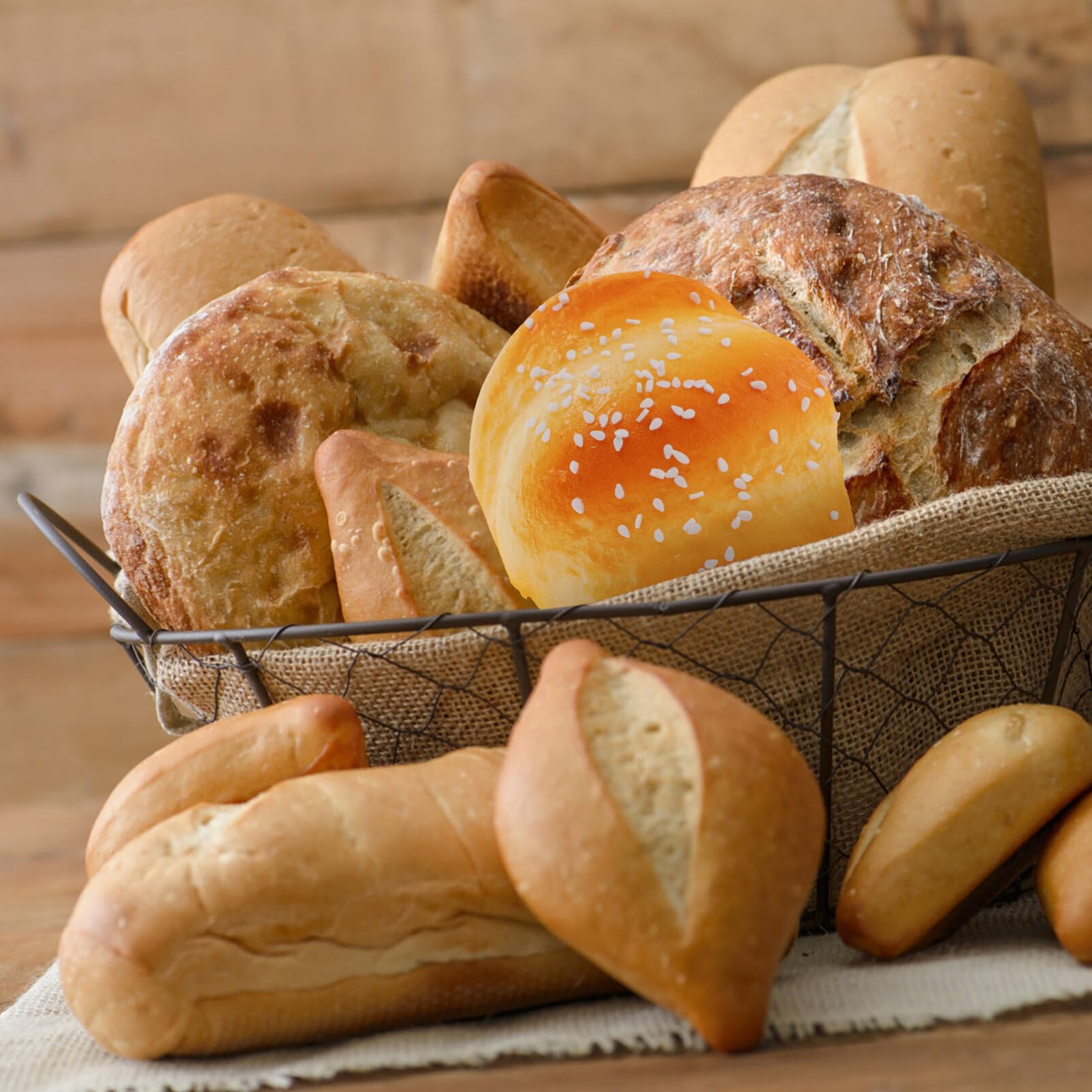 6PCS Artificial Bread Fake Cake Decorations - Realistic Simulation Food Models for Kitchen Party, Photography Props, Home Bakery Display & DIY Crafts