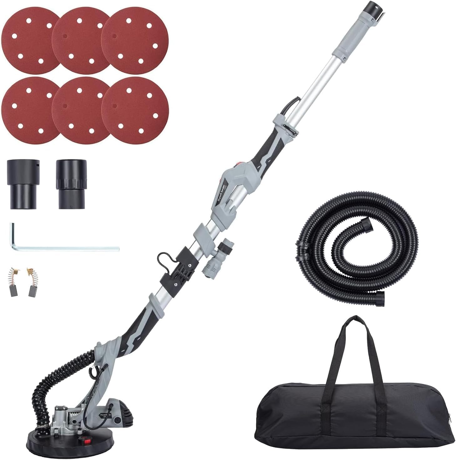 750W Electric Drywall Sander with 6 Sanding Discs & Extendable Handle - 7 Speed Adjustable (800-1700 RPM), LED Light, Dust Hose & Storage Bag - Perfect for Wall Repair, Home Renovation and DIY Projects