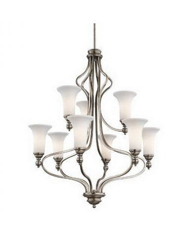 Kichler Lighting 42624 AP 9-Light Chandelier in Antique Pewter Finish - Elegant Dining Room & Entryway Lighting Fixture for Home Decor