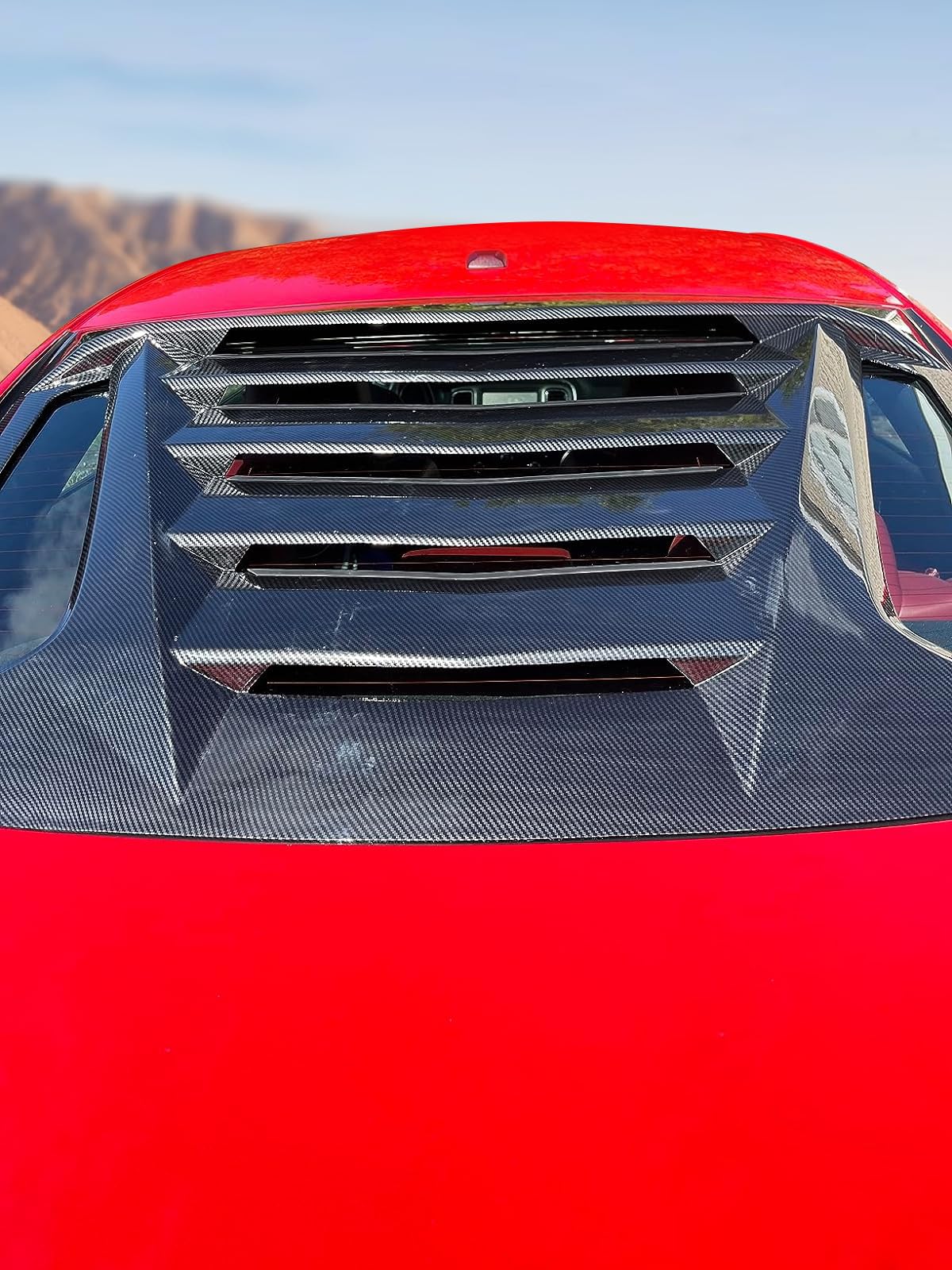 IKON MOTORSPORTS Rear Window Louver for 2011-2023 Dodge Charger | Carbon Fiber Print Sun Shade & Windshield Scoop | Perfect for Car Shows, Racing & Summer Sun Protection