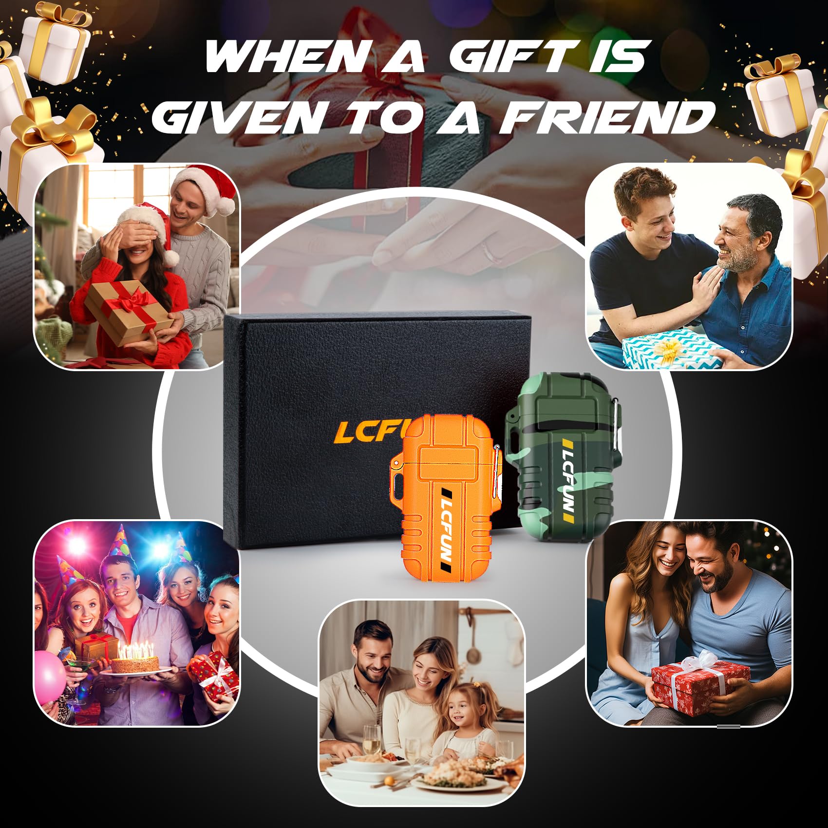 LCFun 2-Pack Waterproof Windproof Dual Arc Plasma Lighter - USB Rechargeable Butane Torch Lighter for Camping, Hiking & Outdoor Survival Gear - Perfect for Men's Tactical Gear, Emergency Kits & Adventure Accessories