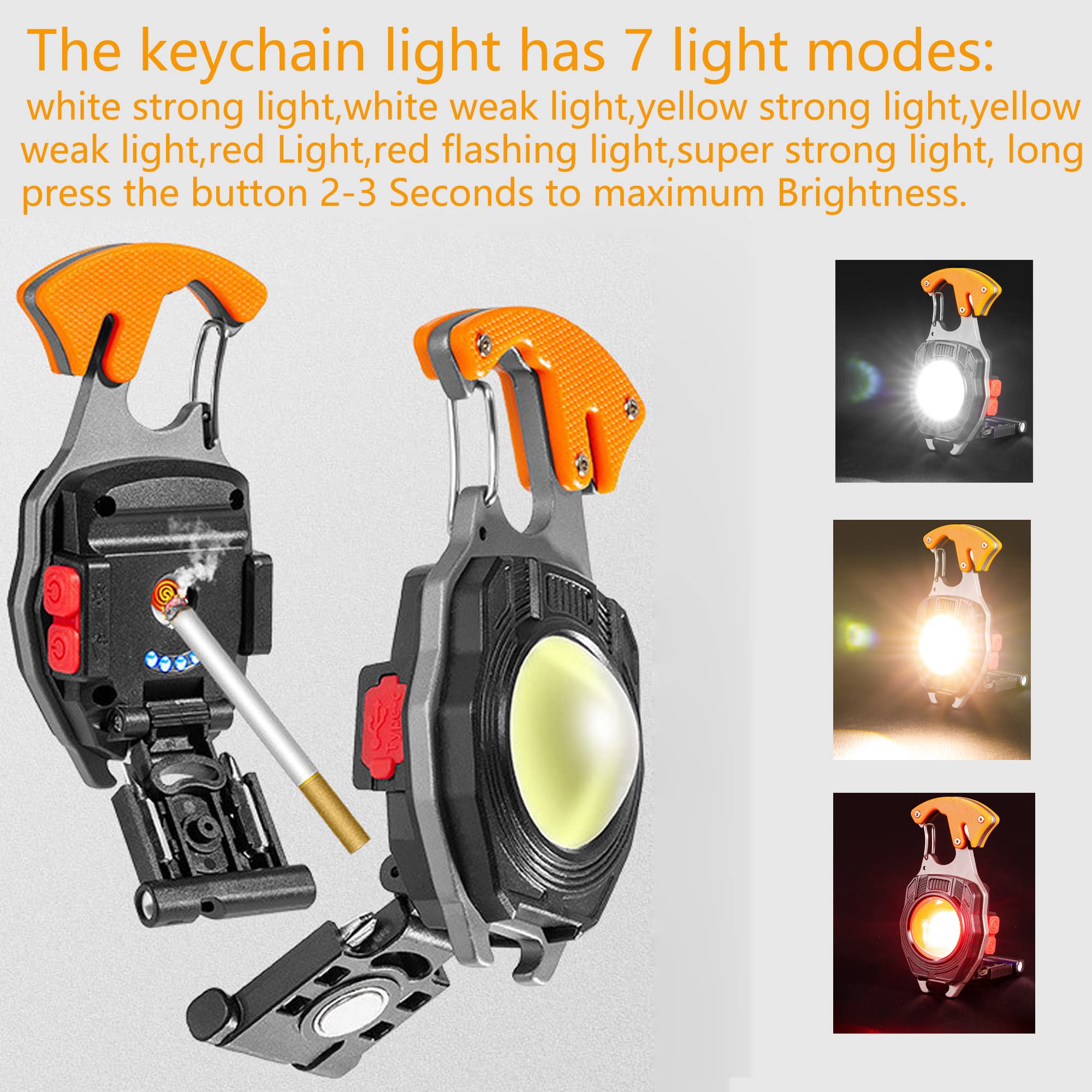 Multifunctional LED Rechargeable Keychain Flashlight with Emergency Whistle, Screwdriver & Bottle Opener - 5 Light Modes, Compact Pocket Light for Outdoor Hiking, Camping, Emergency Kits & Everyday Carry (EDC)
