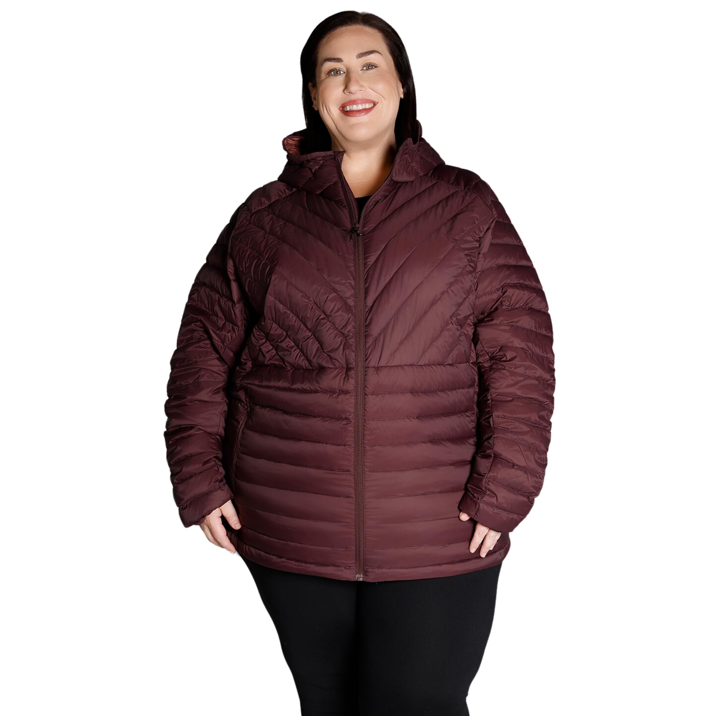 Women's Plus Size Packable Down Jacket 1X-6X - Lightweight Hooded Puffer Coat for Spring & Fall | Warm Travel Jacket for Outdoor Activities & Daily Commute