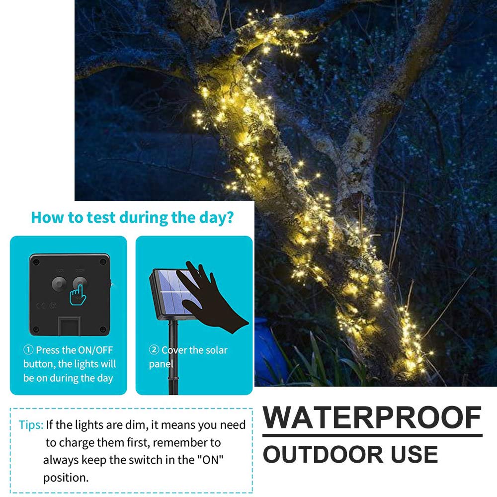 Soltuus Solar Powered Fairy String Lights - 180 LED Watering Can Outdoor Lights, Waterproof Waterfall Fairy Lights in Warm White | Perfect for Garden, Patio, Wedding & Backyard Decor