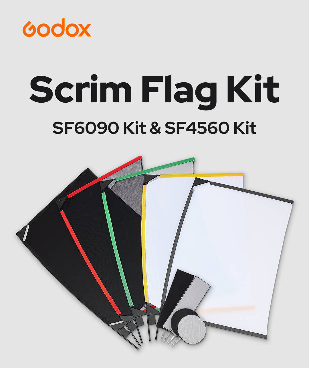 Godox SF6090 24x36 Scrim Flag Kit - Professional Photography Light Modifier for Studio & Outdoor Shooting - Perfect for Portraits, Product Photography & Video Production