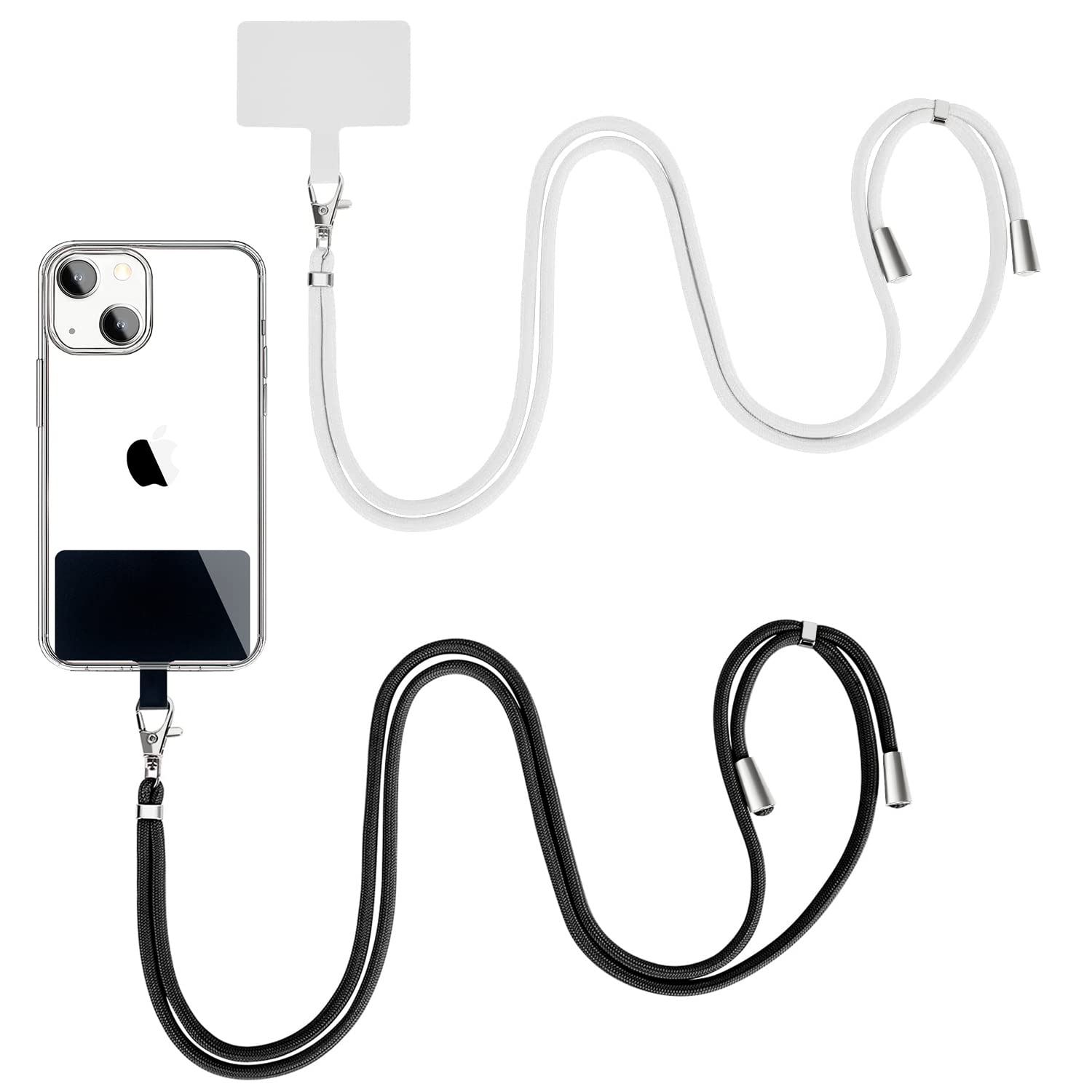 Universal Cell Phone Lanyard with Adjustable Nylon Neck Strap - Crossbody Phone Holder Compatible with All Smartphones (Black & White) - Perfect for Work, Travel, Events & Hands-Free Convenience