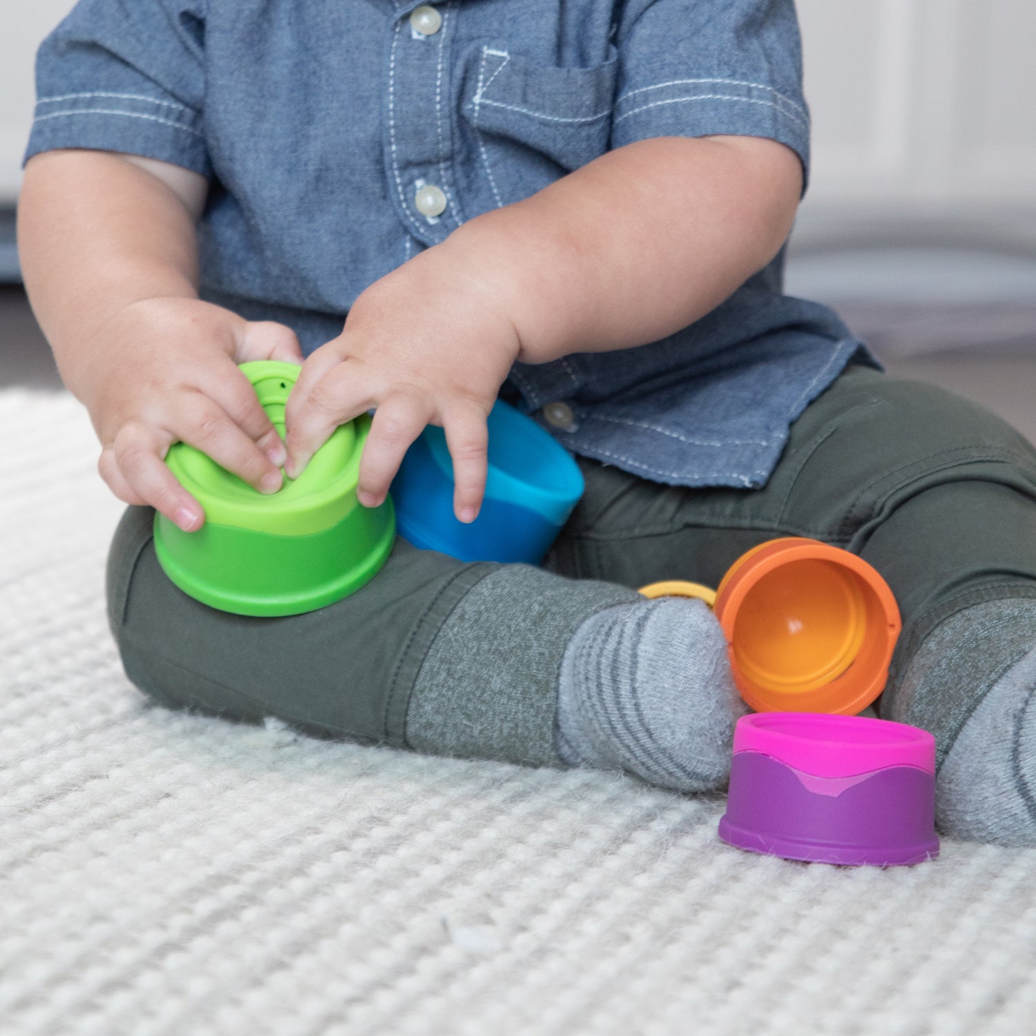 Dimpl Stack - Stacking Cups for Babies & Toddlers, Sensory Learning Toys for Fine Motor Skills Development - Perfect for Playtime, Daycare & Early Childhood Education