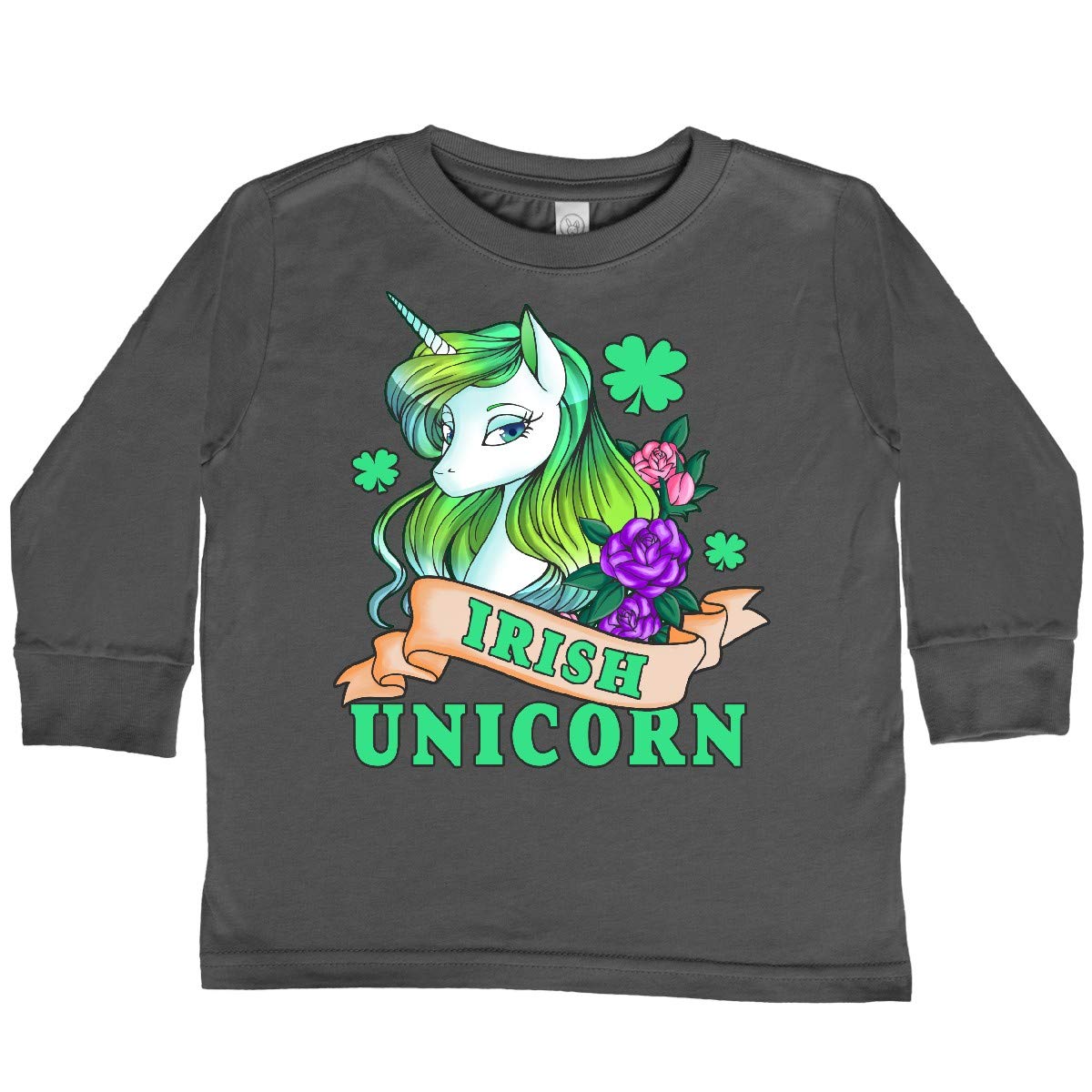 Inktastic St. Patrick's Day Irish Unicorn Print Toddler Long Sleeve T-Shirt - Cute Holiday Outfit for Boys & Girls, Perfect for St. Paddy's Day Celebrations & Irish-Themed Parties