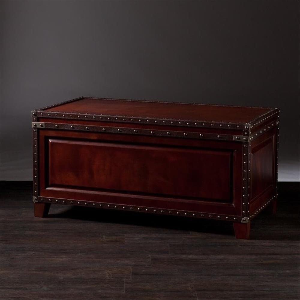 SEI Furniture Amherst Trunk Coffee Table - Dark Cherry Finish - Rustic Living Room Center Table for Home Decor