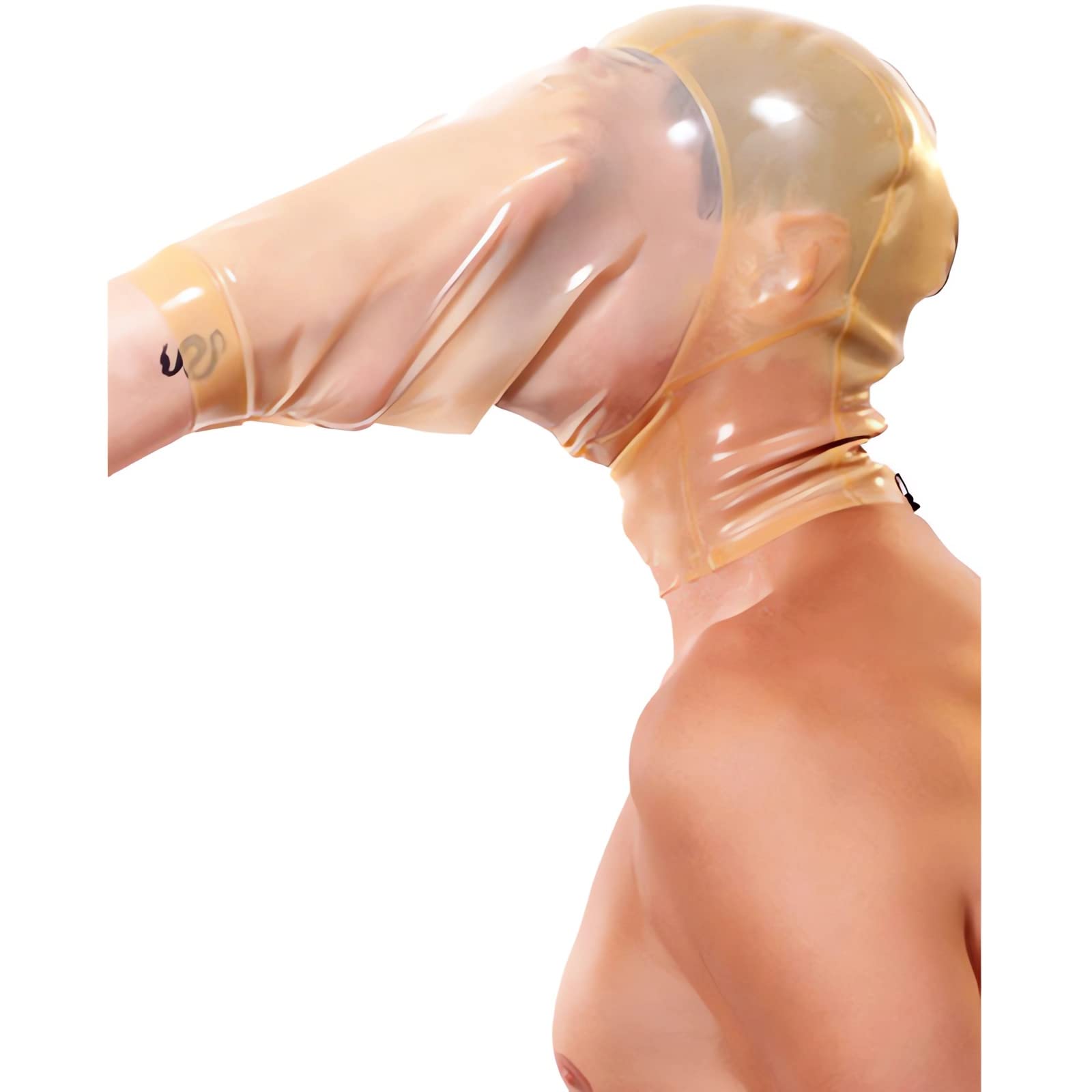 Latex Hood for Women & Men - Full Face Disguise Mask with Spoof Feet | Perfect for Cosplay, Halloween, Fetish Parties & BDSM Roleplay | Breathable & Comfortable for Extended Wear