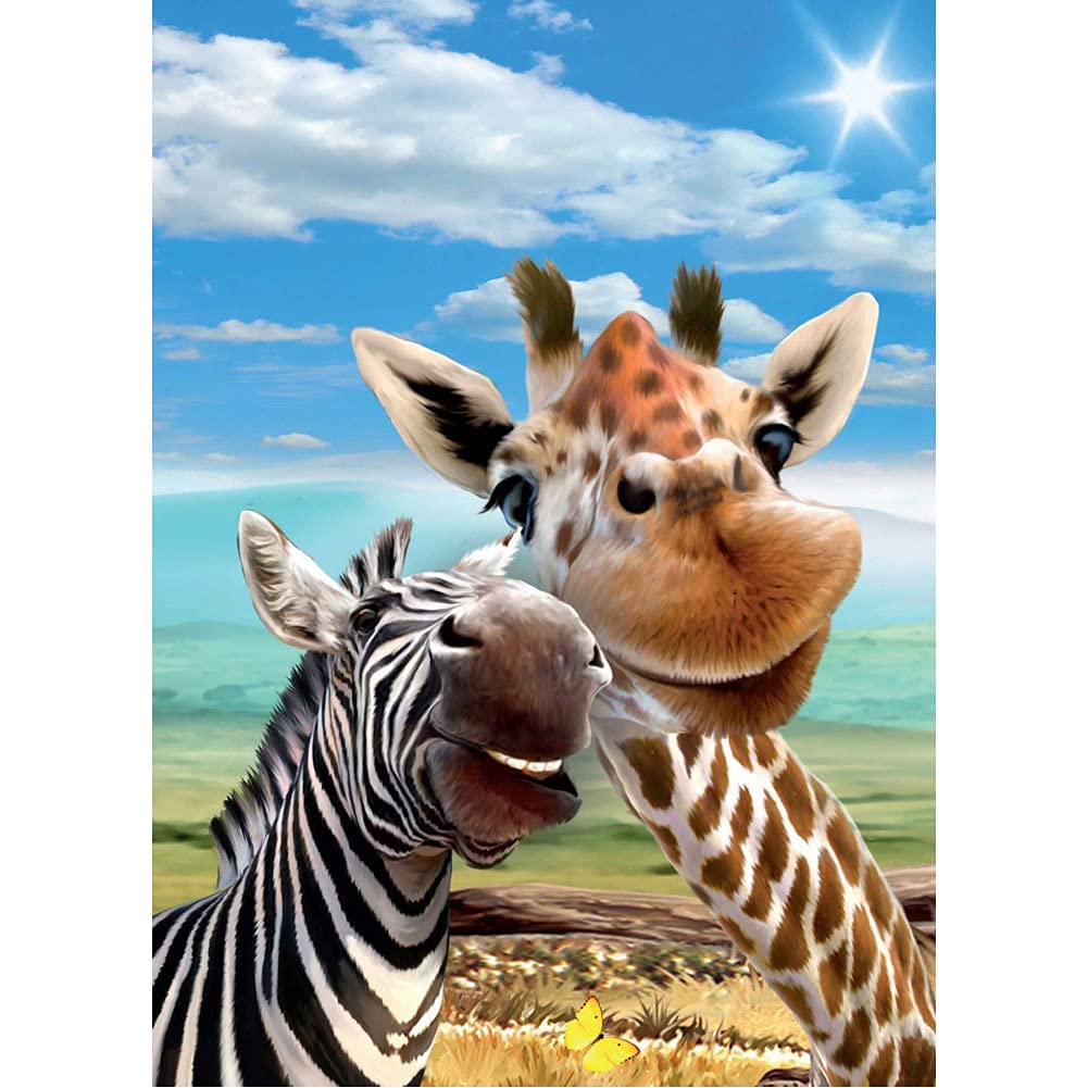 1000 Piece Animal Jigsaw Puzzle - Zebra & Giraffe Art for Adults & Teens - Educational Learning Game for Family Fun