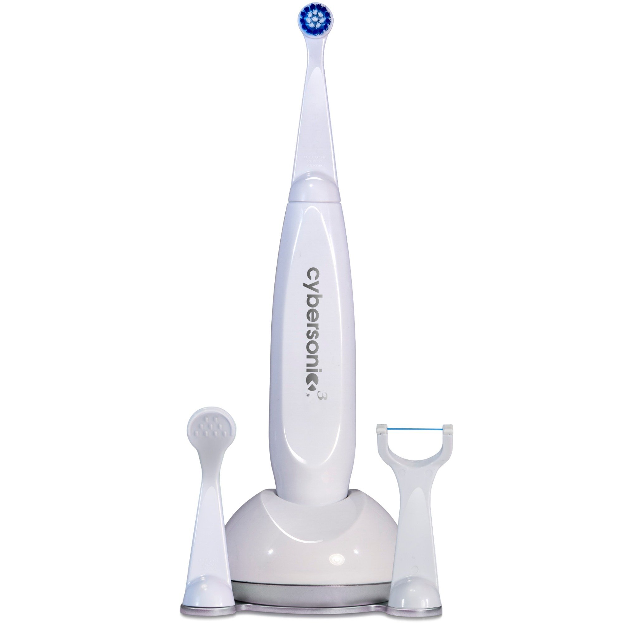 Cybersonic3 Electric Toothbrush - Rechargeable Power Toothbrush with 6 Brush Heads, Tongue Cleaner & Floss | Complete Dental Care Kit for Adults | Perfect for Travel, Home & Office Use