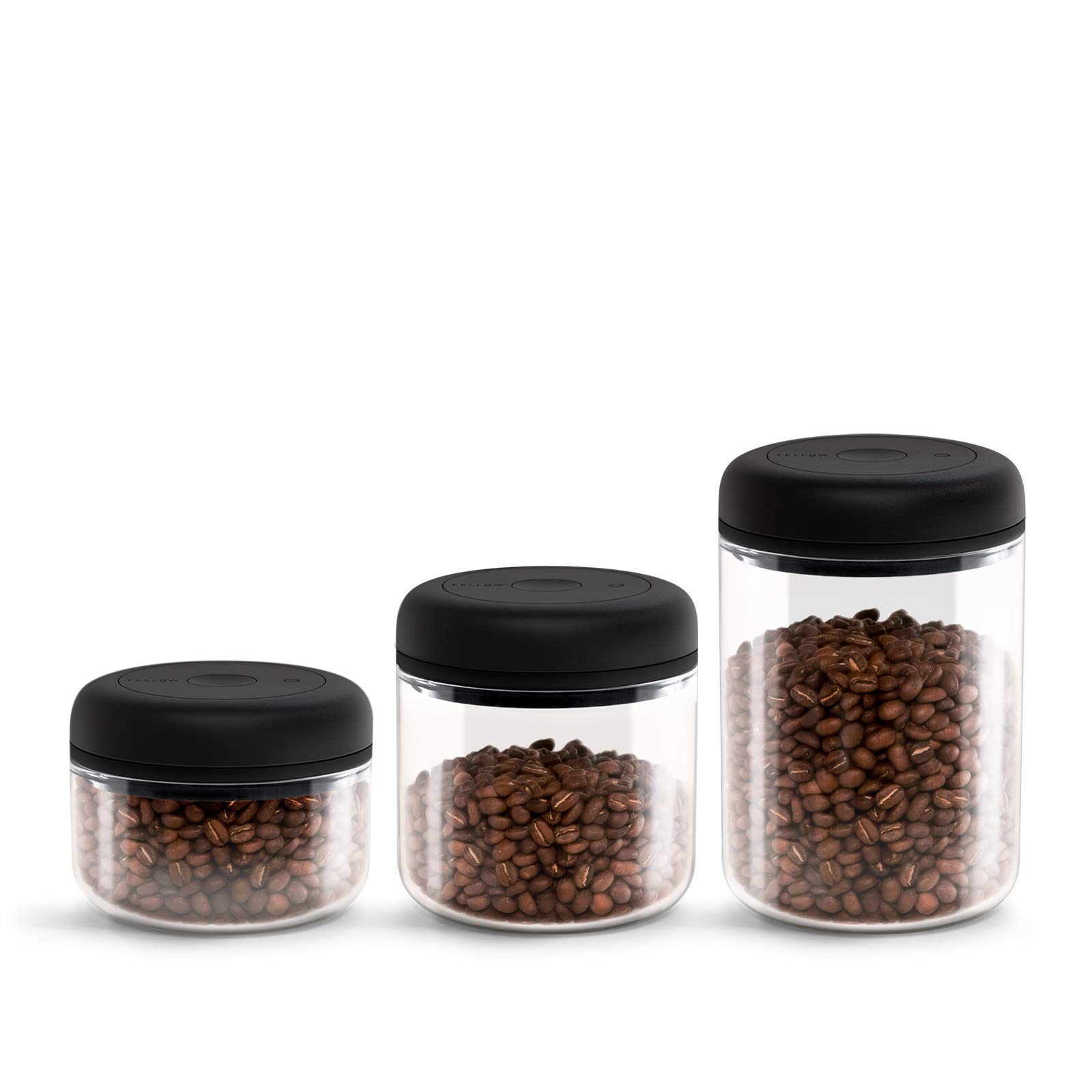 Fellow Clear Glass Atmos Vacuum Canisters Set - 3-Piece Bundle (1.2L, 0.7L, 0.4L) for Coffee, Tea, Dry Food Storage | Airtight Kitchen Containers for Freshness & Organization