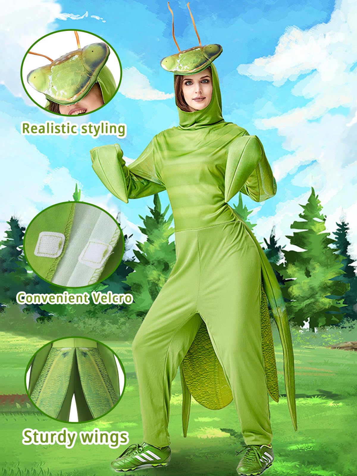 Realistic Praying Mantis Costume for Adults - Halloween, Cosplay & Bug-Themed Parties | Unisex Insect Fancy Dress for Men & Women