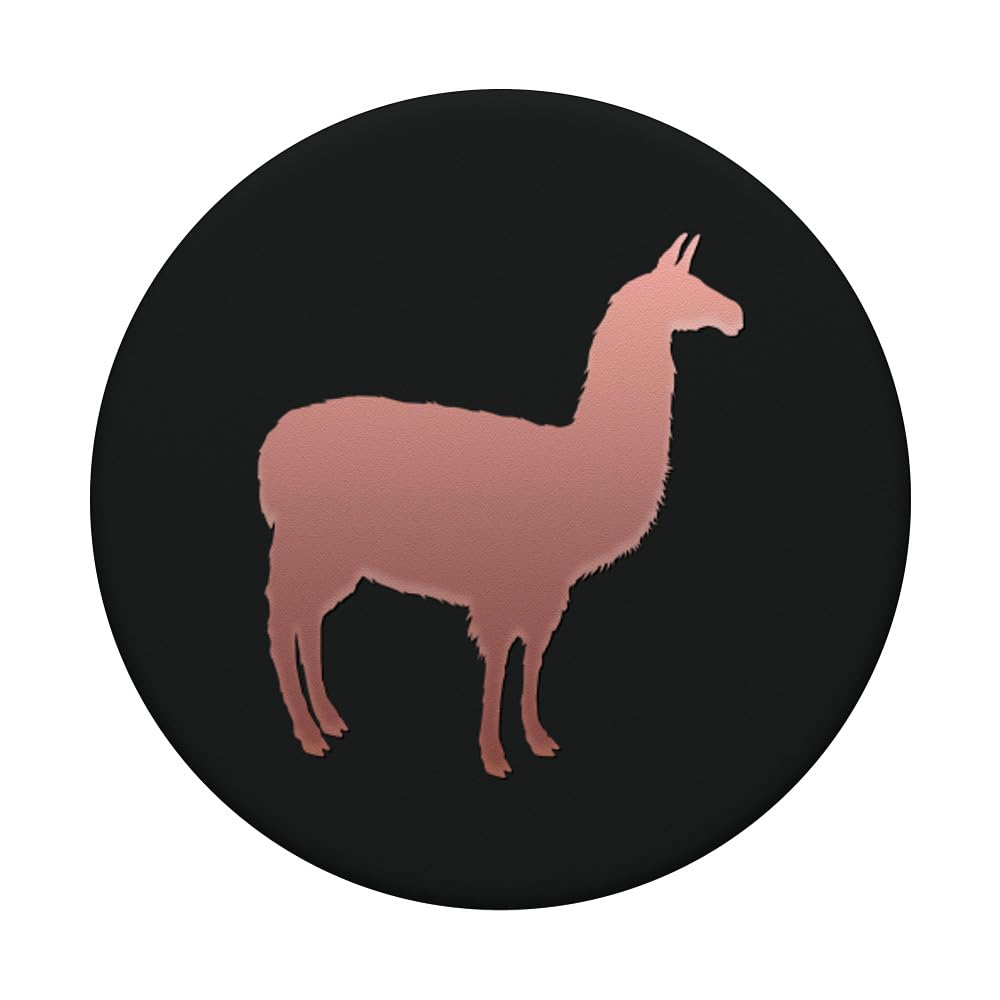 Golden Rose Pink Llama on Black PopSockets Standard PopGrip - Swappable Phone Grip & Stand for iPhone, Samsung, and Smartphones - Perfect for Selfies, Gaming, and Secure Phone Handling