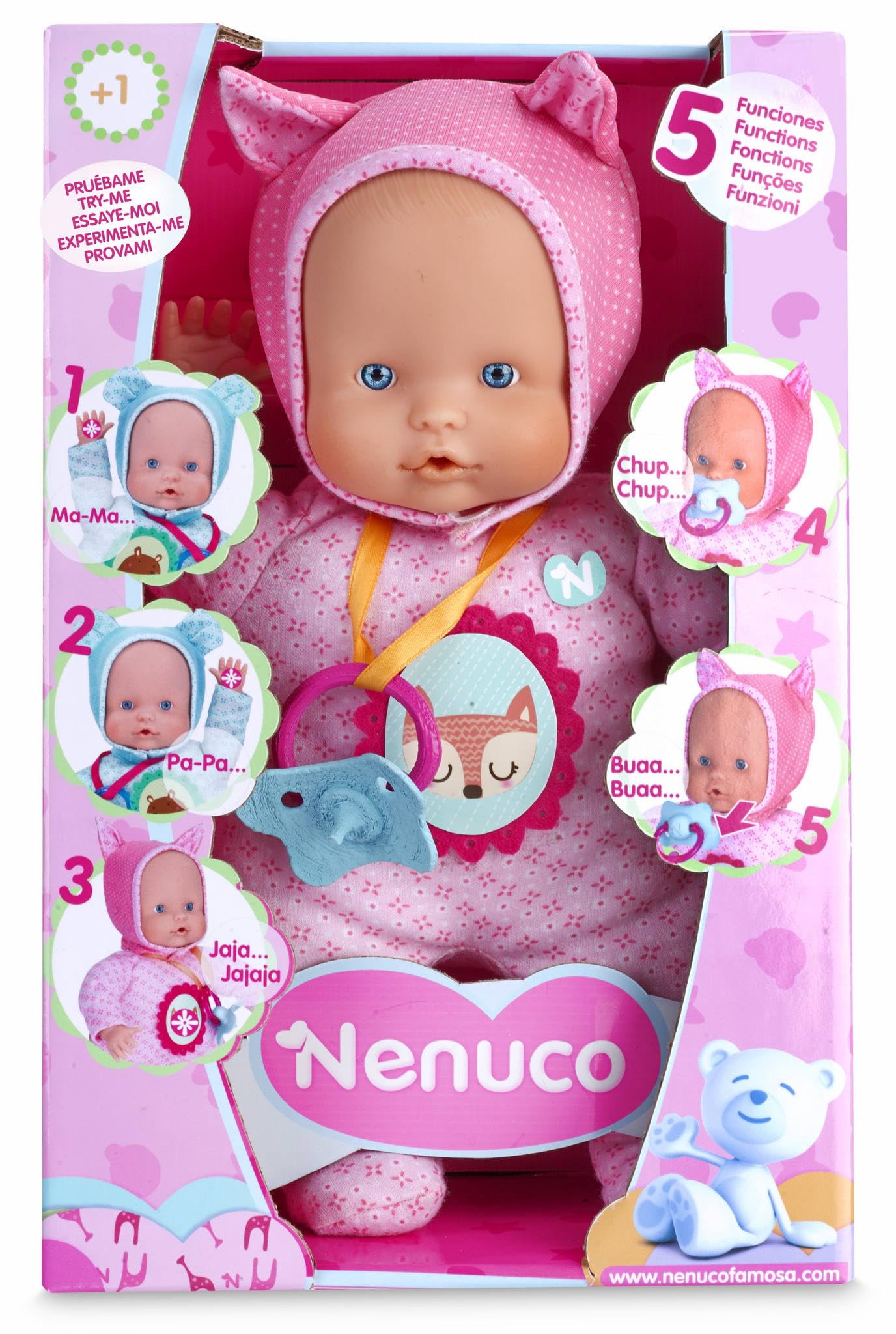 Nenuco Baby Doll with 5 Interactive Functions, Pink (Famosa 700014781) - Perfect for Role Play, Pretend Play & Early Childhood Development