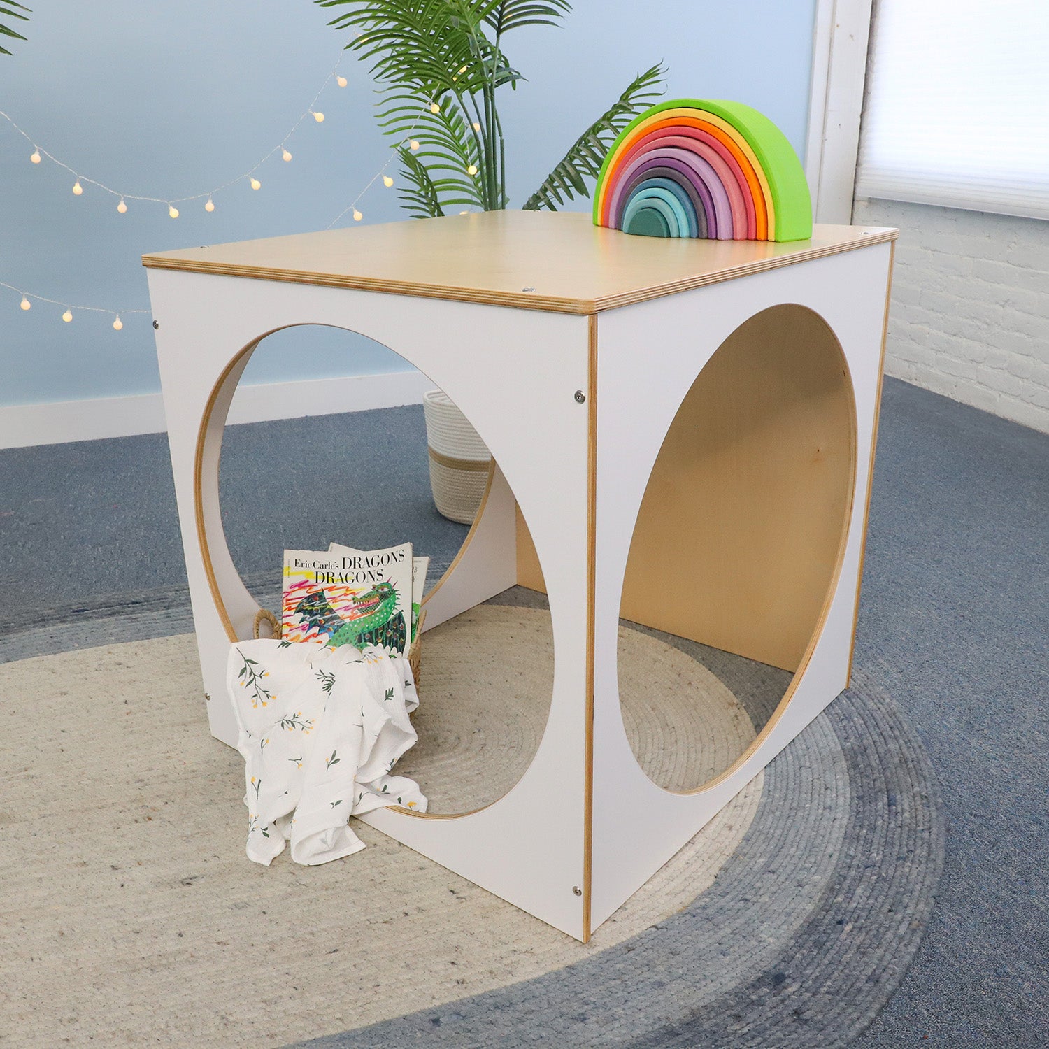 Elevated Play House Cube for Kids - White Indoor/Outdoor Play Tent (WB1920) - Perfect for Backyard, Nursery, and Playroom Fun